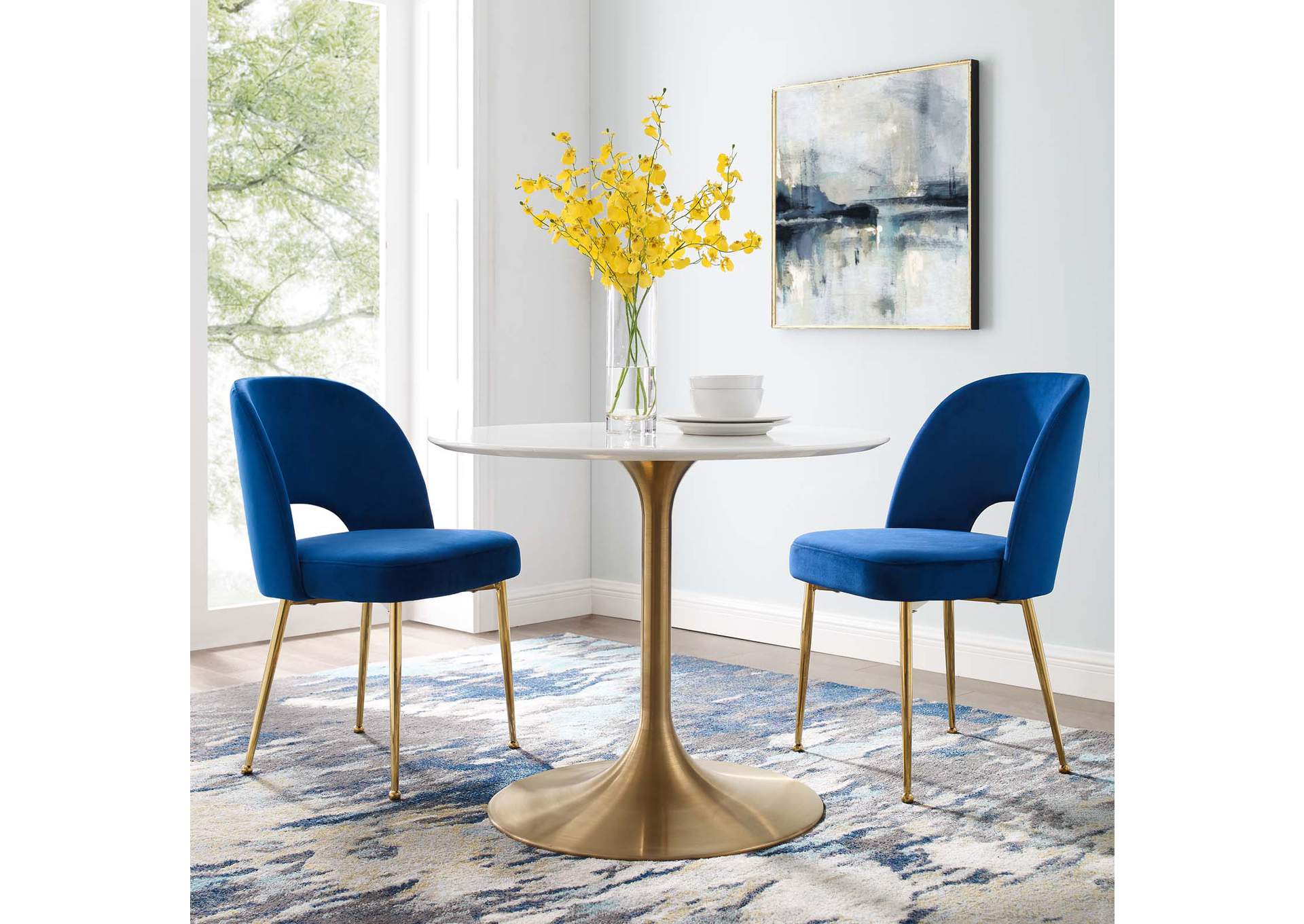 Navy Rouse Dining Room Side Chair [Set of 2],Modway