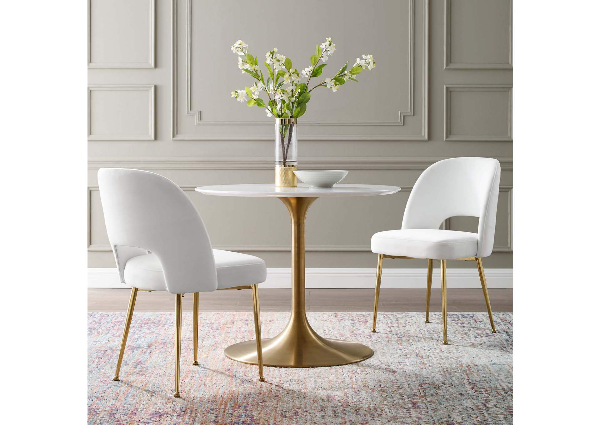 White Rouse Dining Room Side Chair [Set of 2],Modway