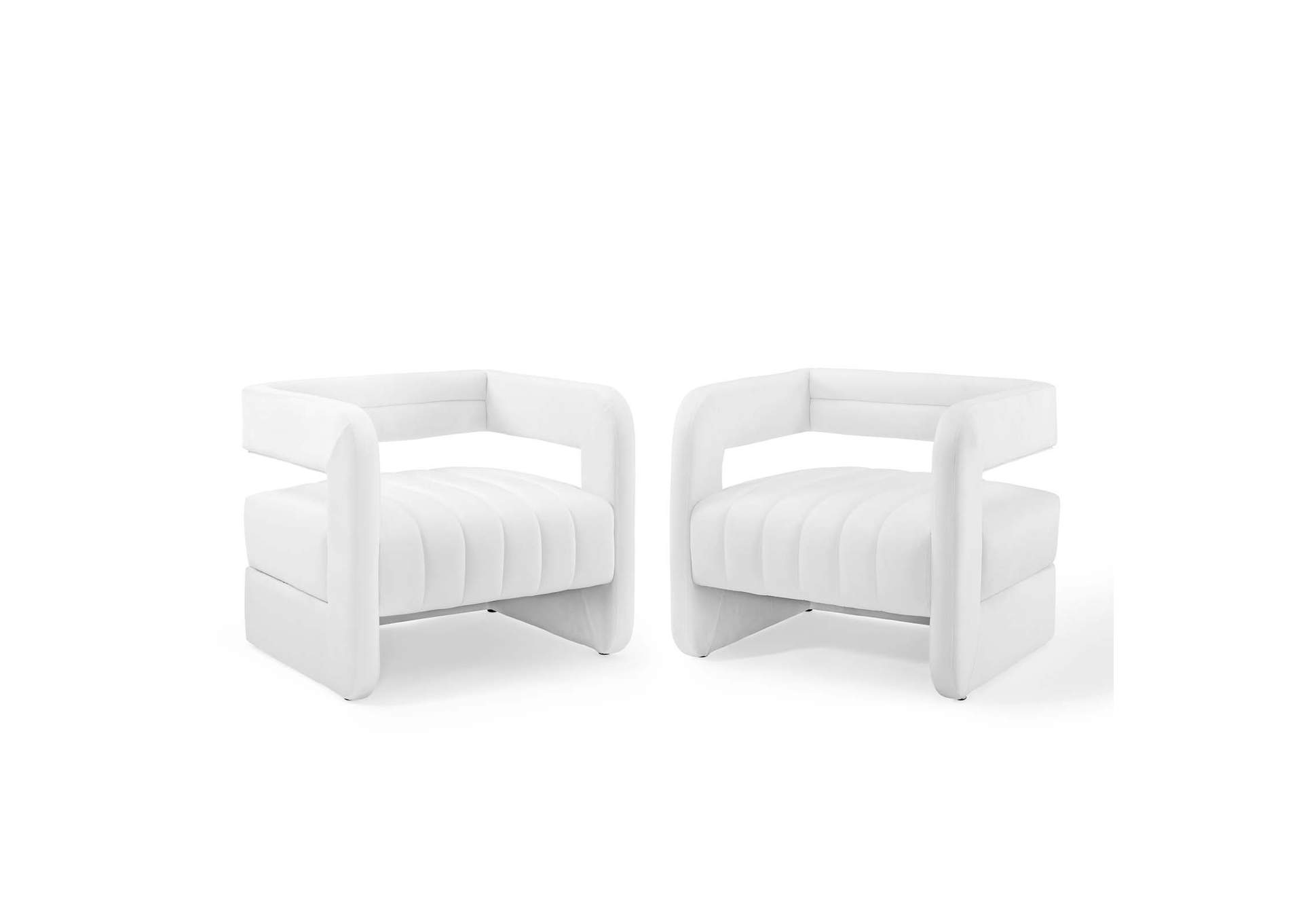 White Range Tufted Performance Velvet Accent Arm Chair [Set of 2],Modway