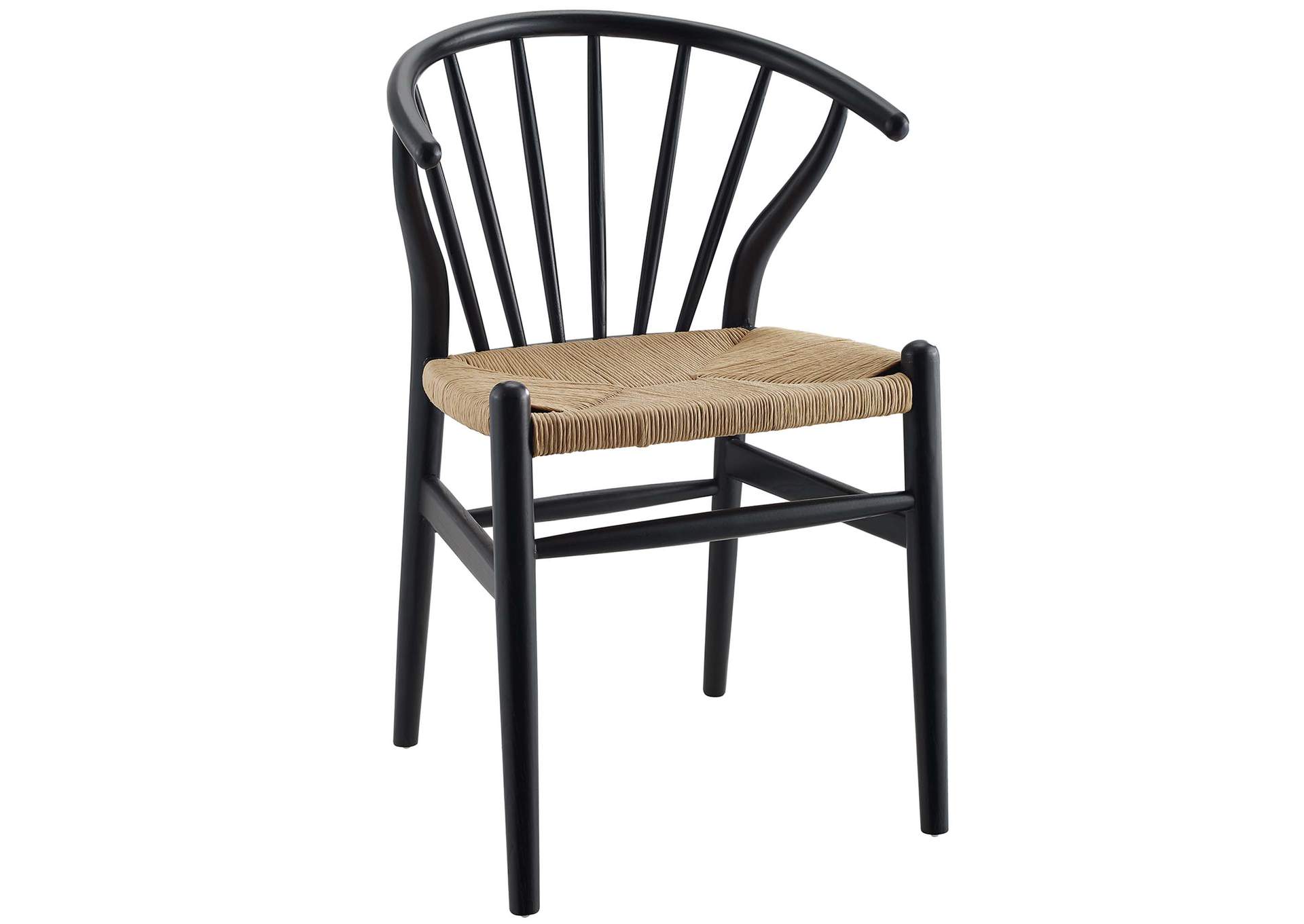 Black Flourish Spindle Wood Dining Side Chair [Set of 2],Modway