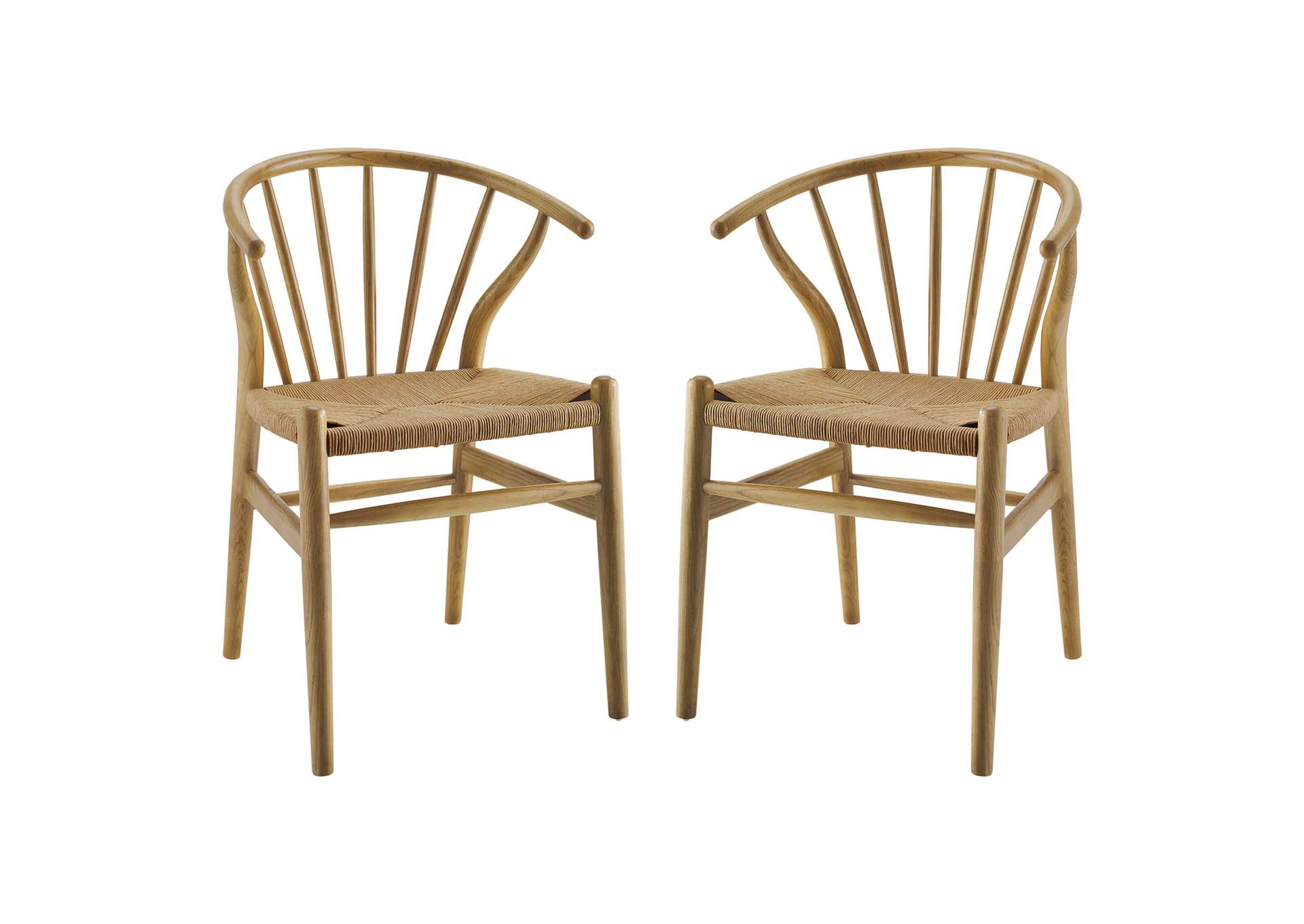 Natural Flourish Spindle Wood Dining Side Chair [Set of 2],Modway