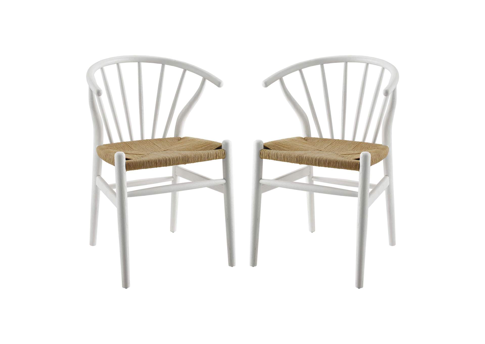 White Flourish Spindle Wood Dining Side Chair [Set of 2],Modway