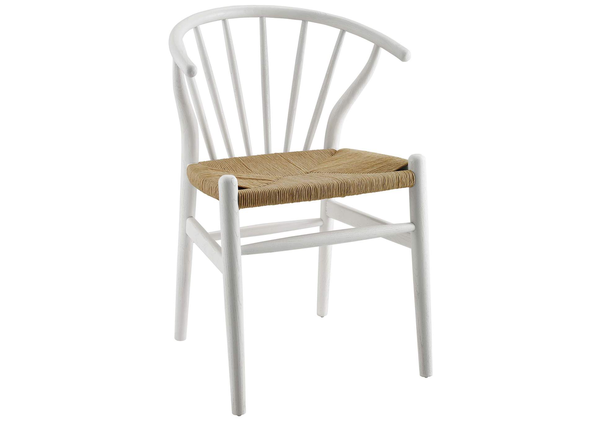 White Flourish Spindle Wood Dining Side Chair [Set of 2],Modway