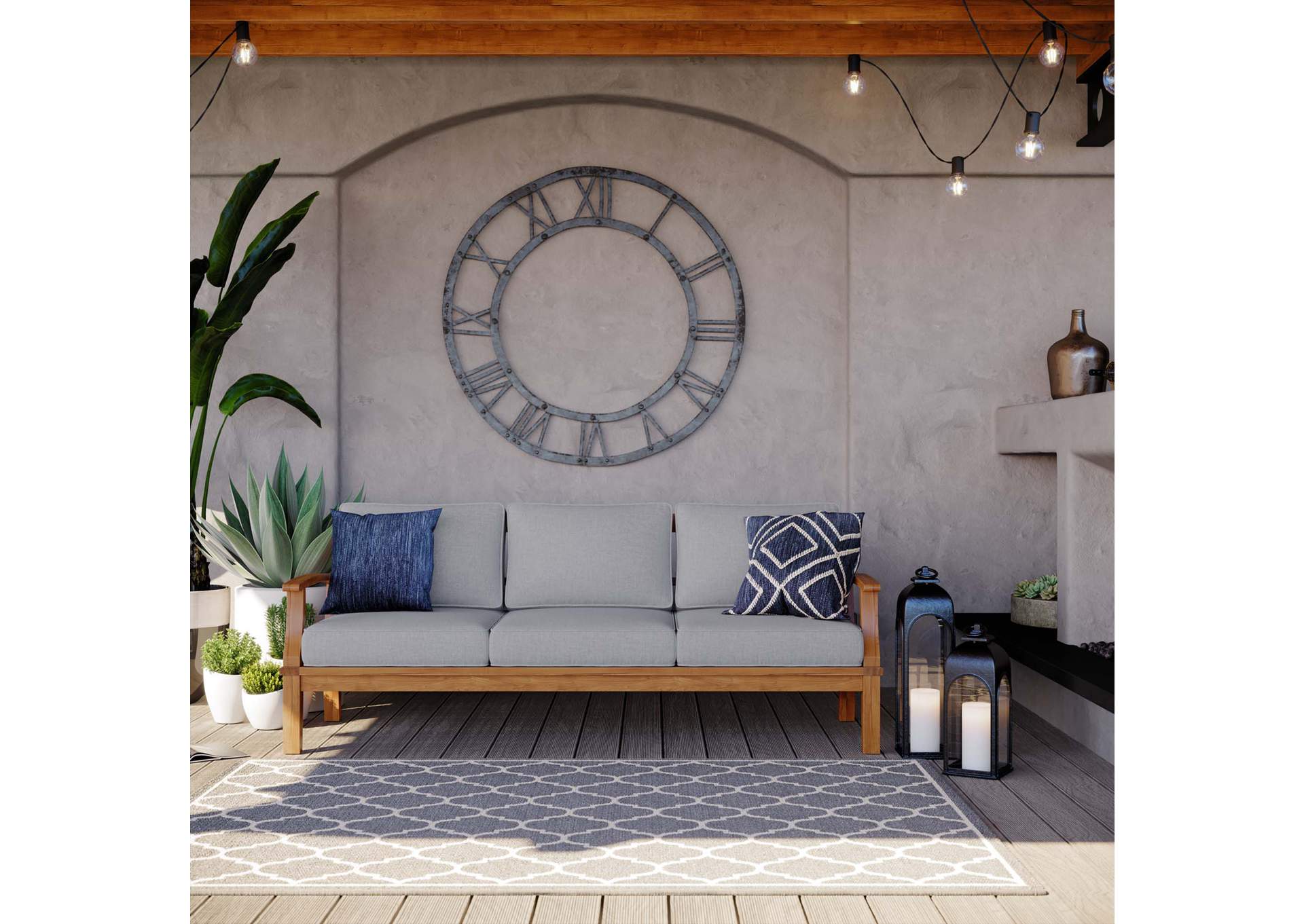 Natural Gray Marina Outdoor Patio Teak Sofa,Modway