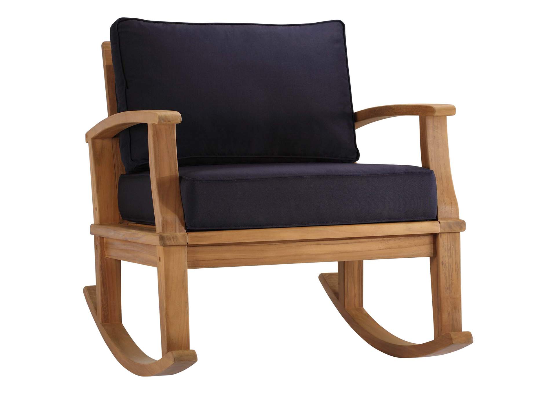 Natural Navy Marina Outdoor Patio Teak Rocking Chair,Modway