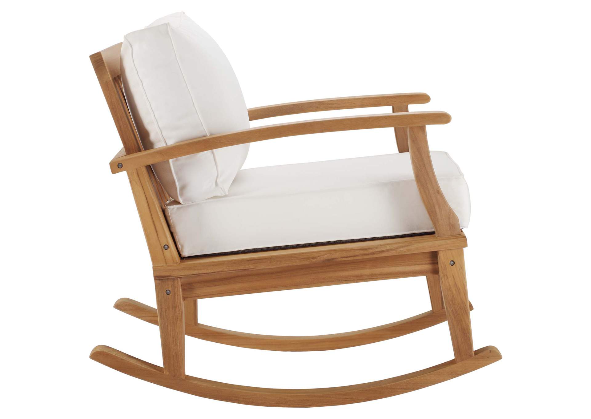 Natural White Marina Outdoor Patio Teak Rocking Chair,Modway