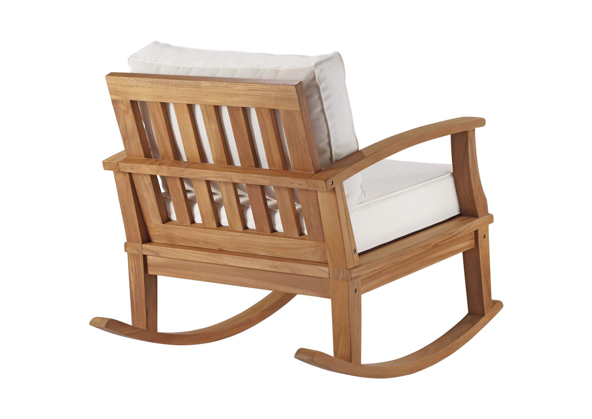 Natural White Marina Outdoor Patio Teak Rocking Chair,Modway