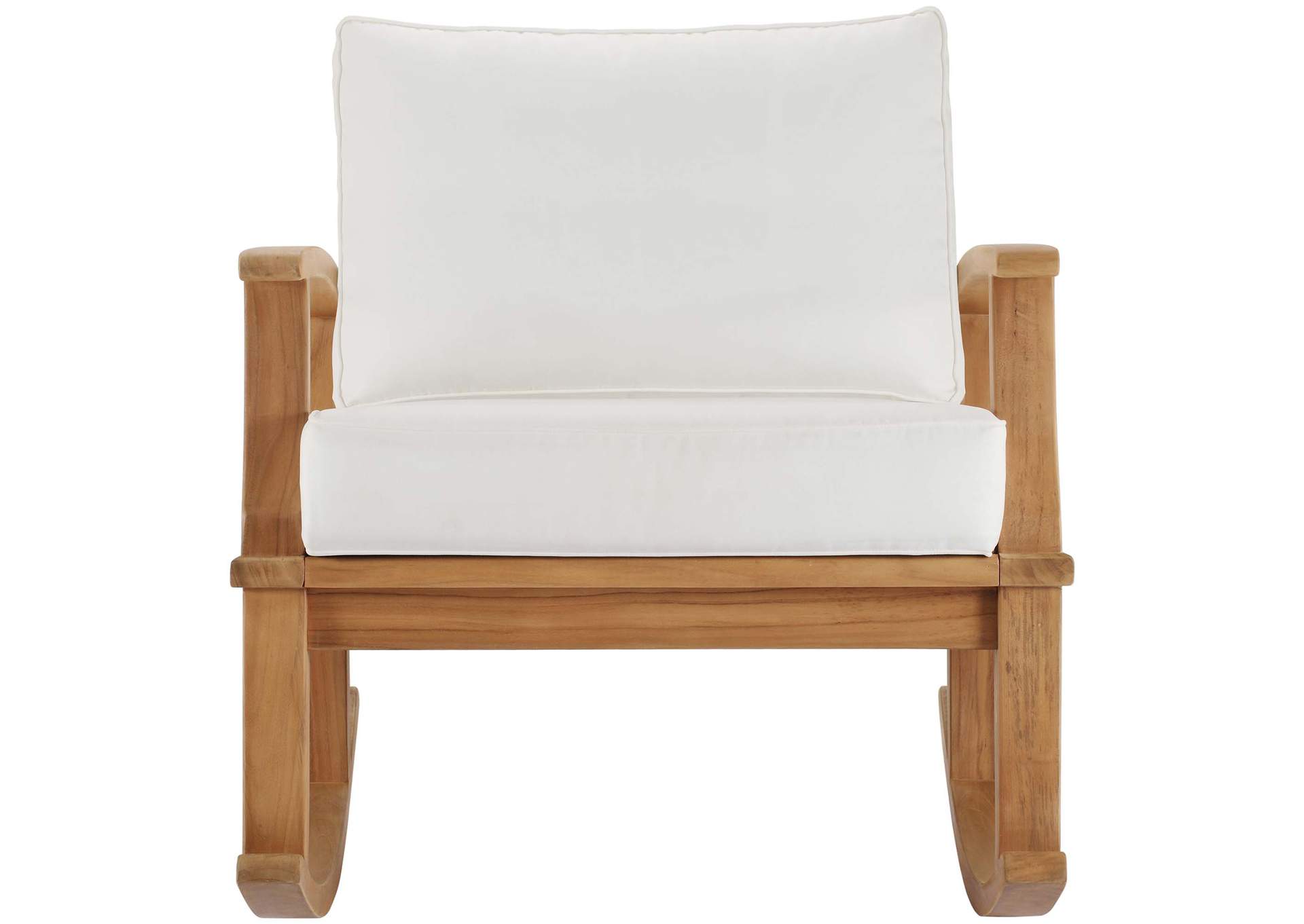 Natural White Marina Outdoor Patio Teak Rocking Chair,Modway