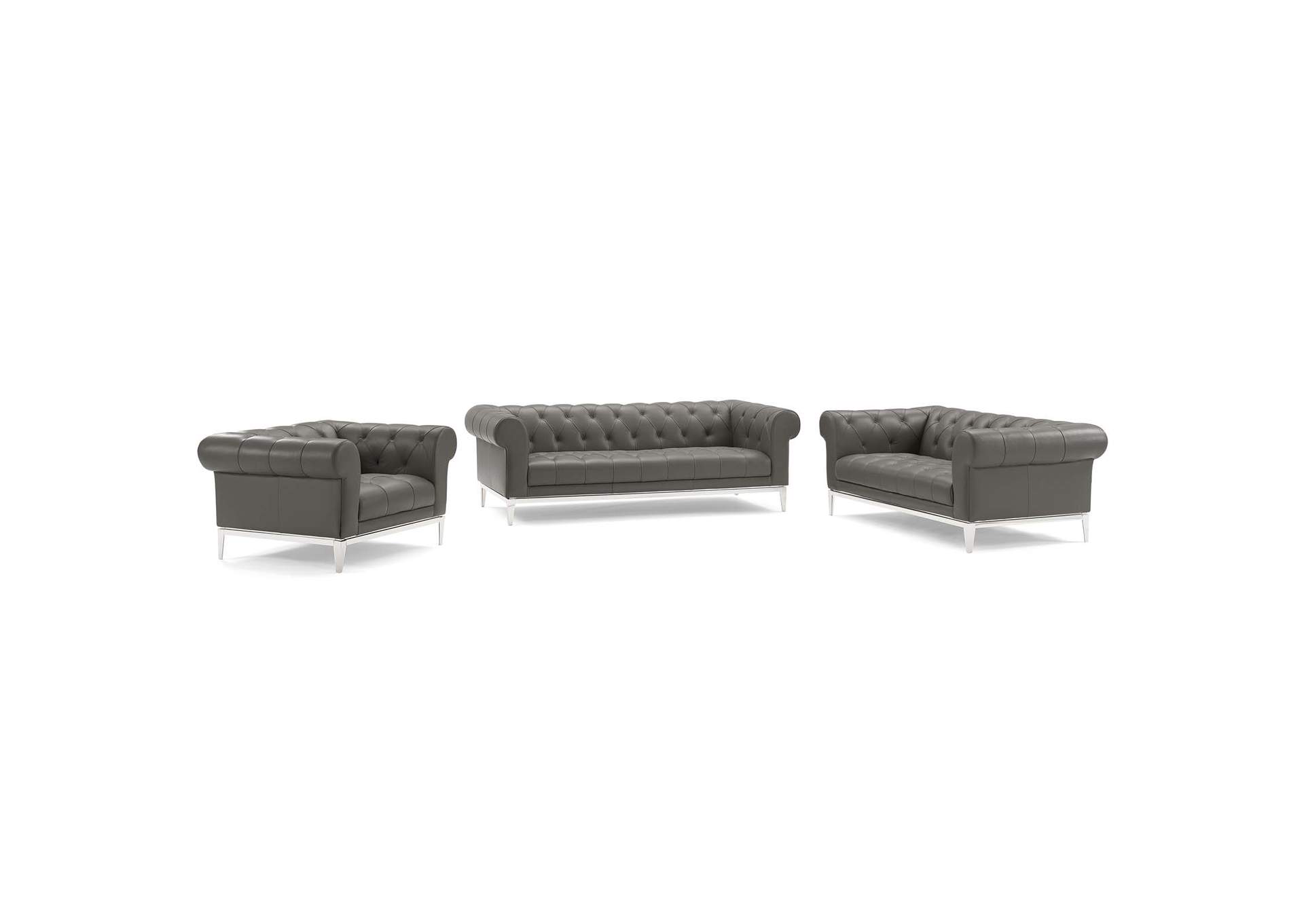 Gray Idyll 3 Piece Upholstered Leather Set,Modway