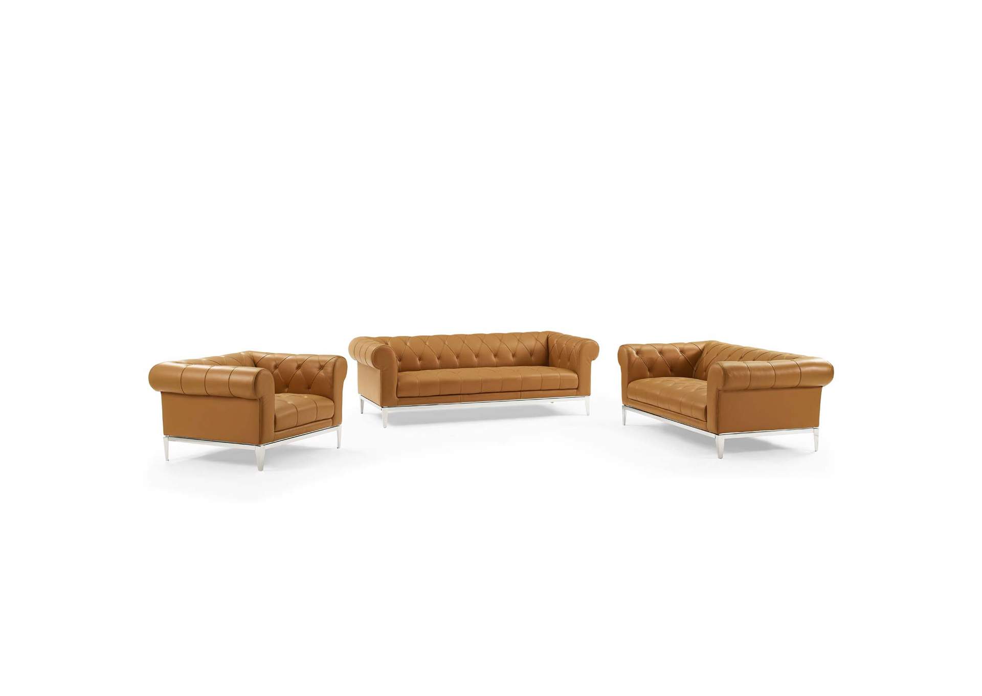 Tan Idyll 3 Piece Upholstered Leather Set,Modway