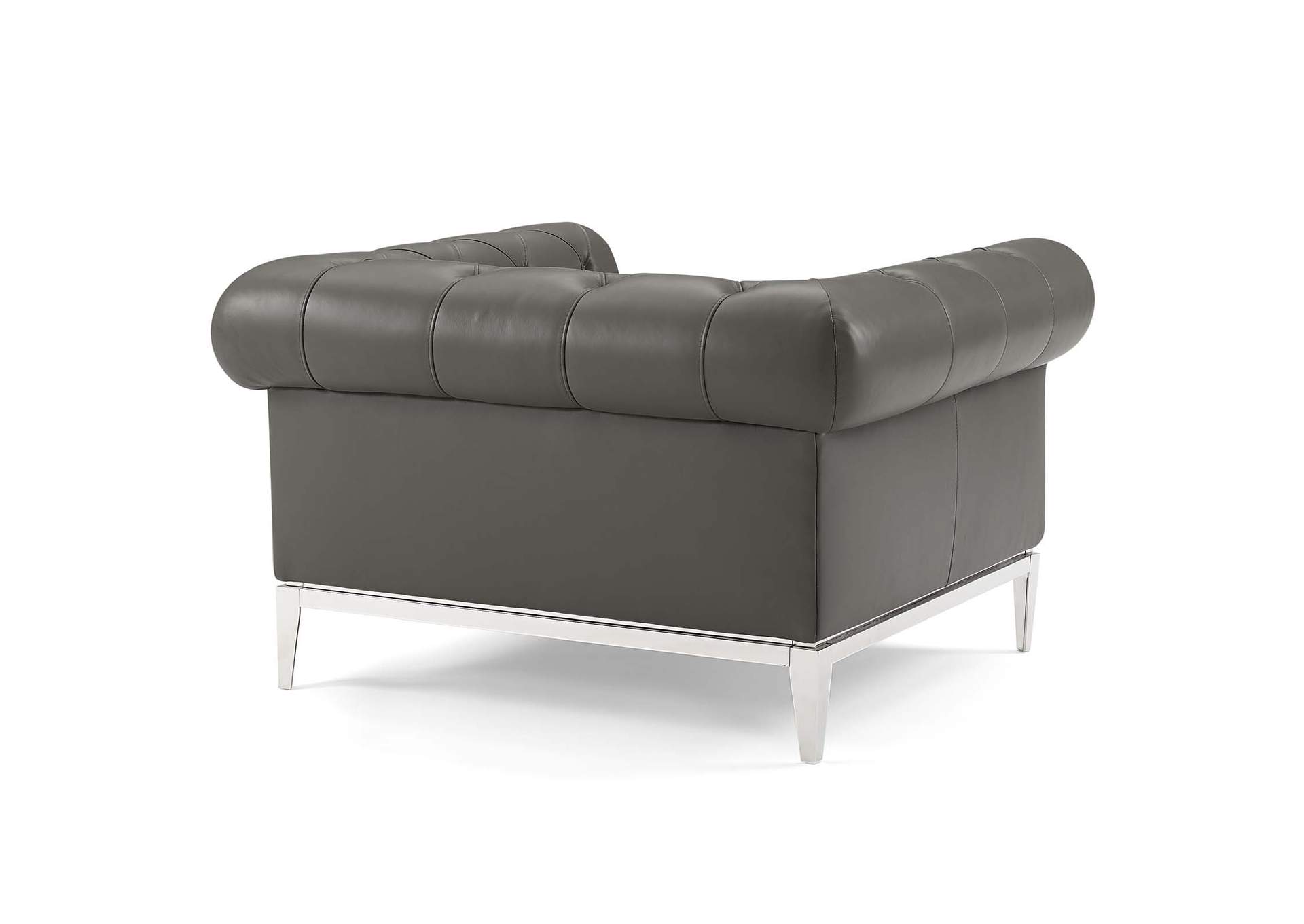 Gray Idyll Tufted Upholstered Leather Sofa and Armchair Set,Modway