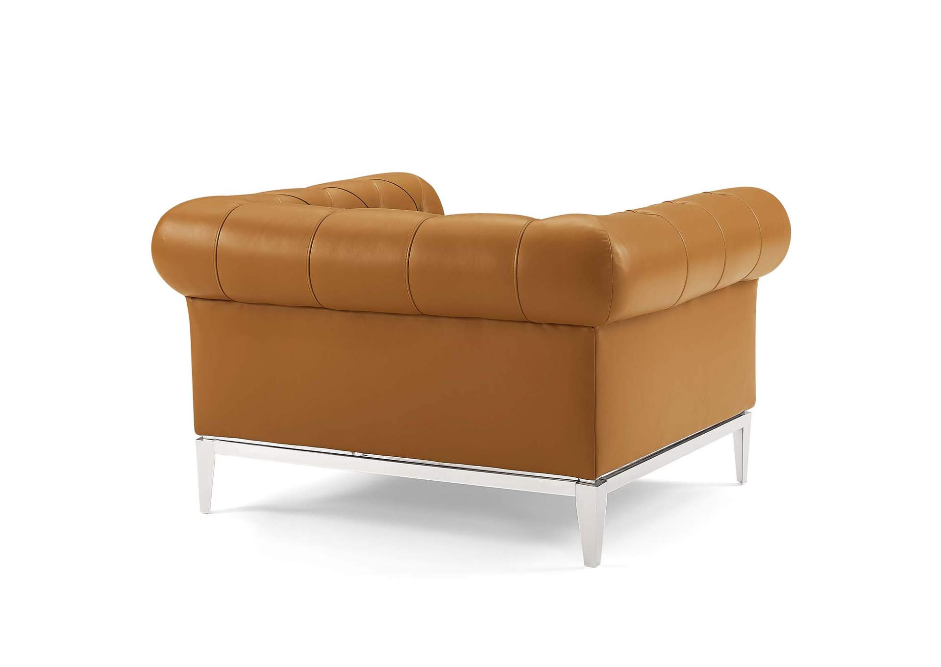 Tan Idyll Tufted Upholstered Leather Sofa and Armchair Set,Modway