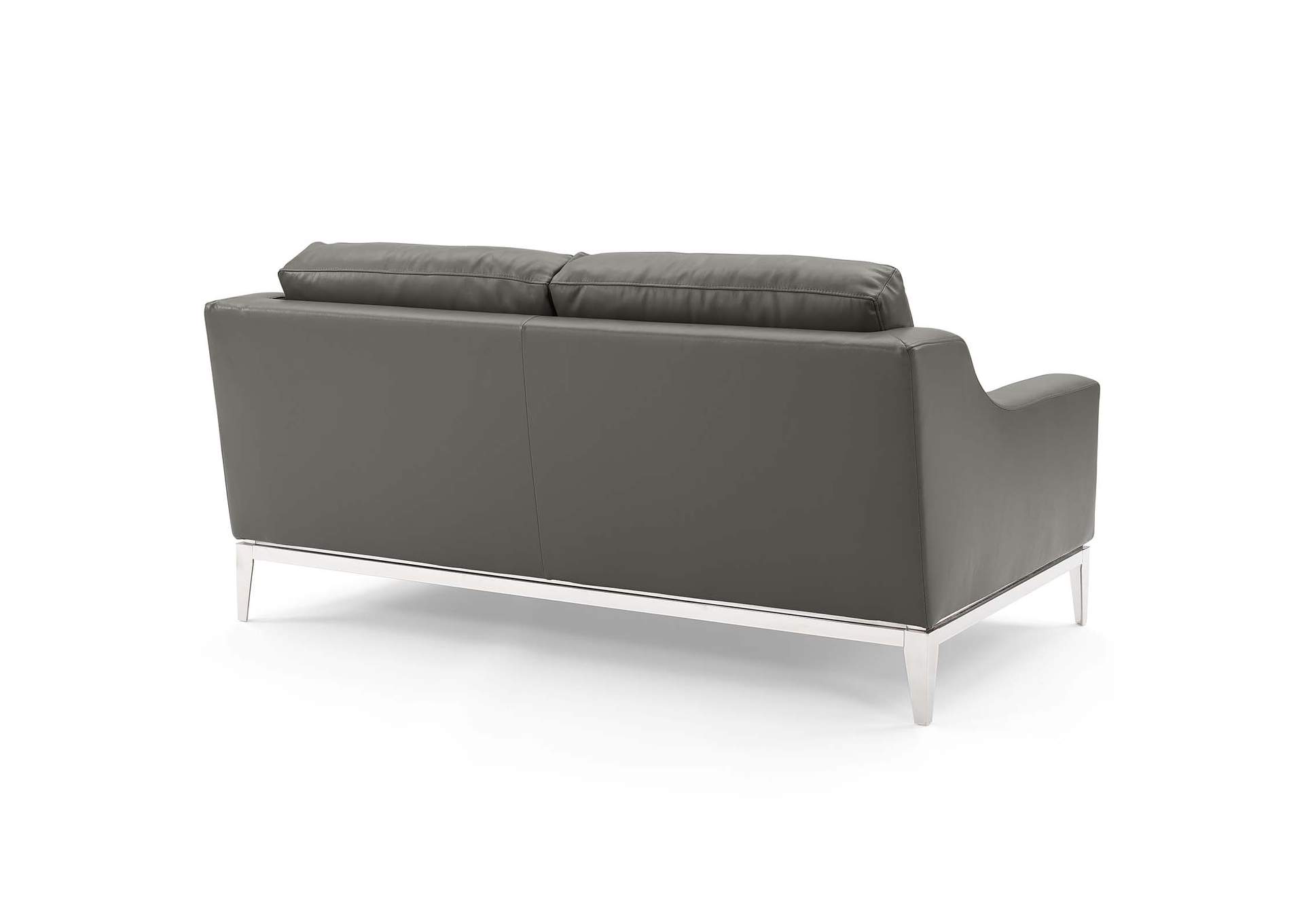 Gray Harness Stainless Steel Base Leather Loveseat & Armchair Set,Modway