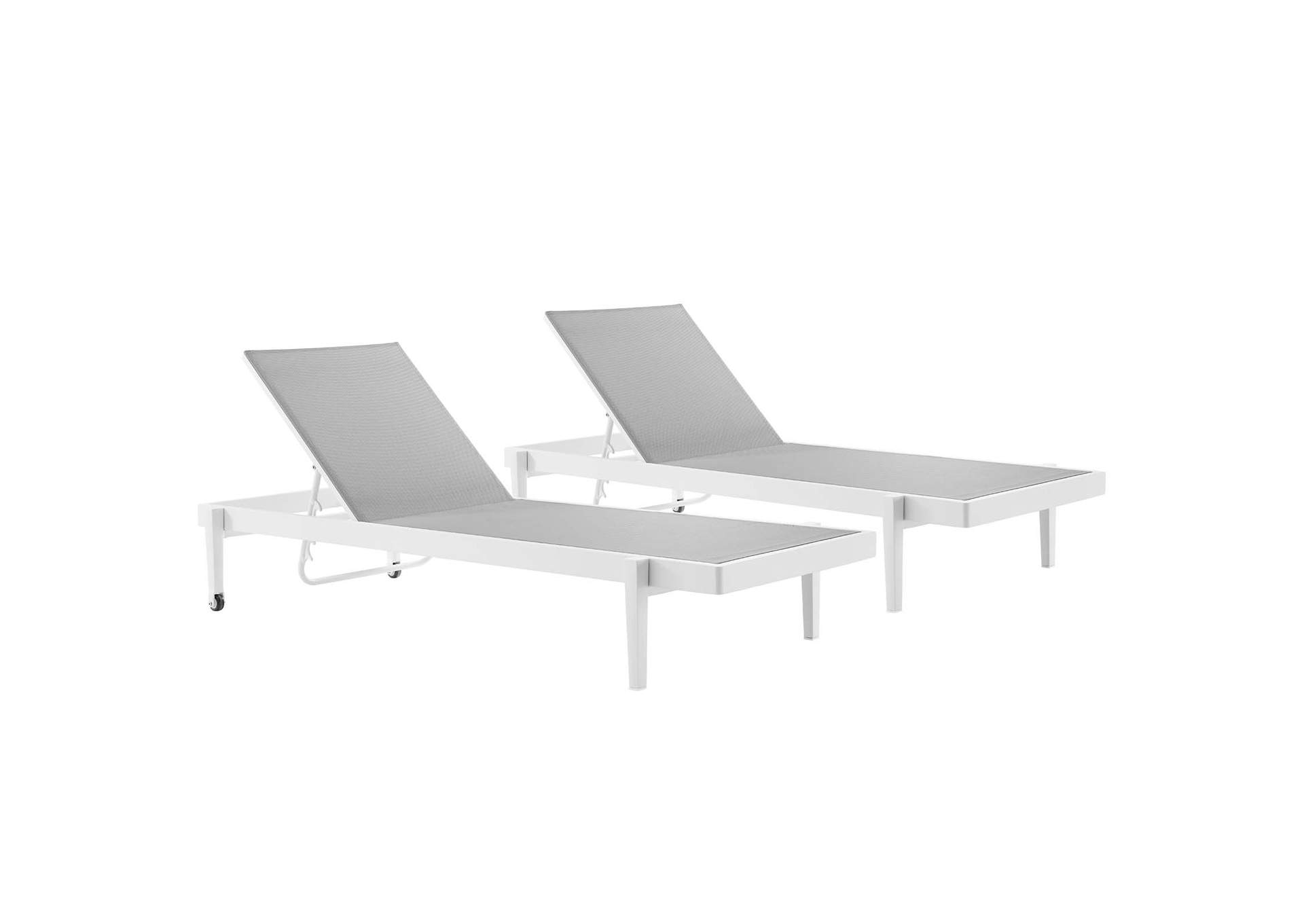 White Gray Charleston Outdoor Patio Aluminum Chaise Lounge Chair [Set of 2],Modway