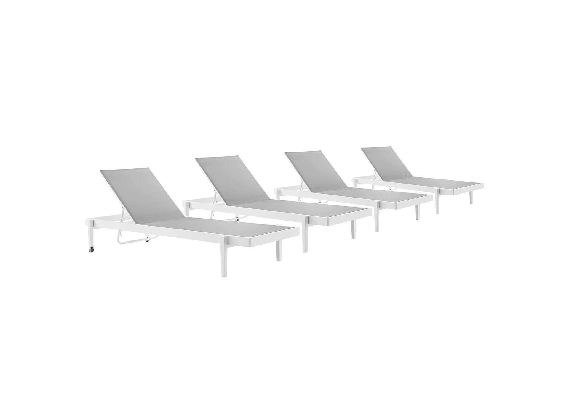 White Gray Charleston Outdoor Patio Aluminum Chaise Lounge Chair [Set of 4],Modway