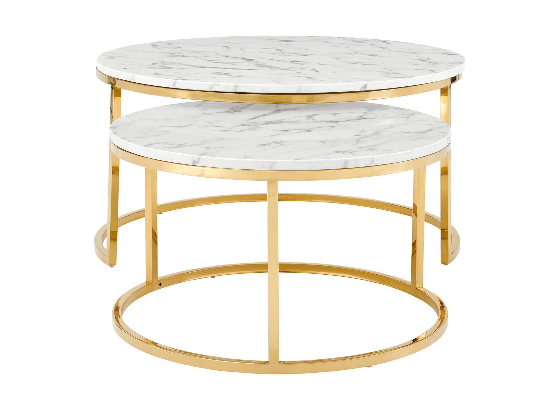Gold White Ravenna Artificial Marble Nesting Coffee Table,Modway