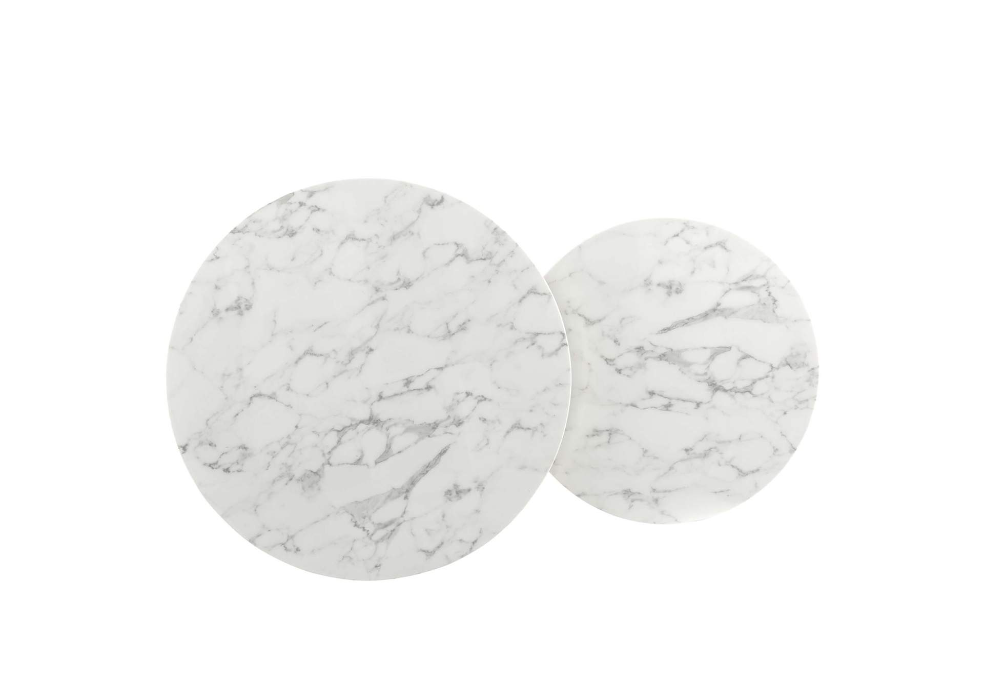 Gold White Ravenna Artificial Marble Nesting Coffee Table,Modway