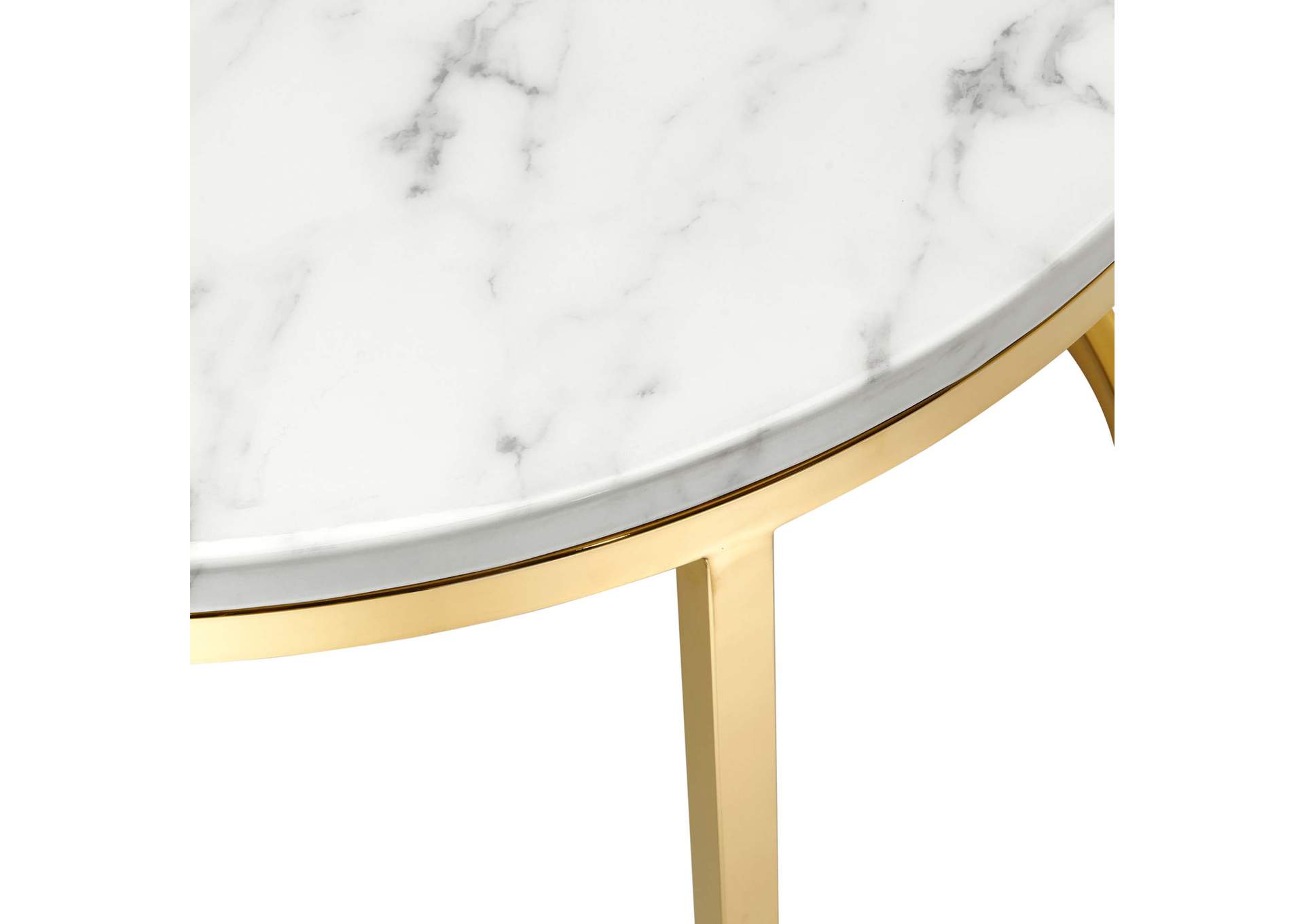Gold White Ravenna Artificial Marble Nesting Coffee Table,Modway