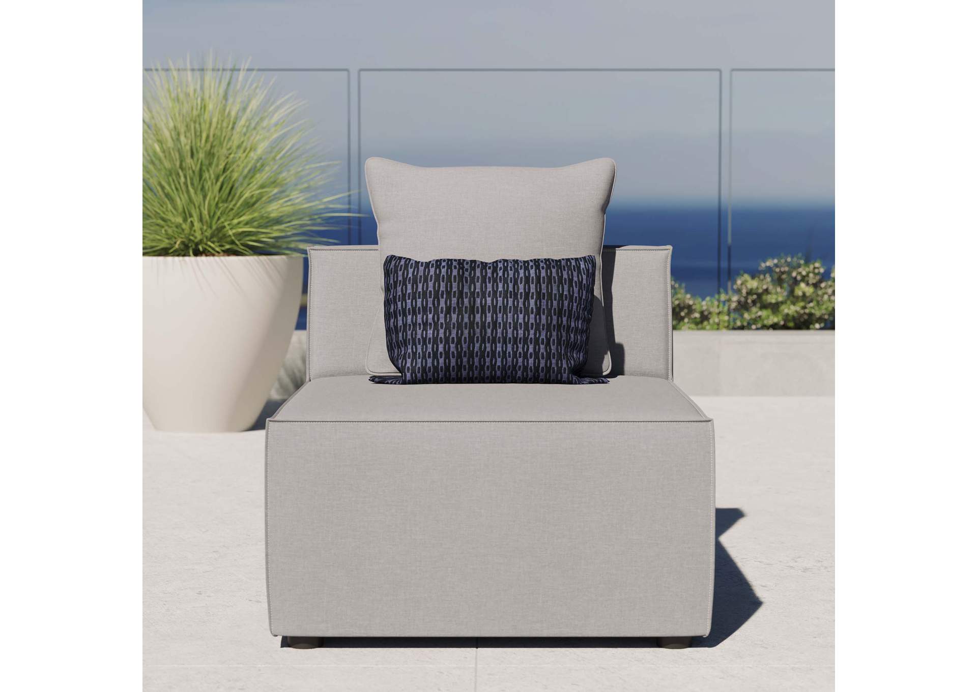 Saybrook Outdoor Patio Upholstered Sectional Sofa Armless Chair,Modway