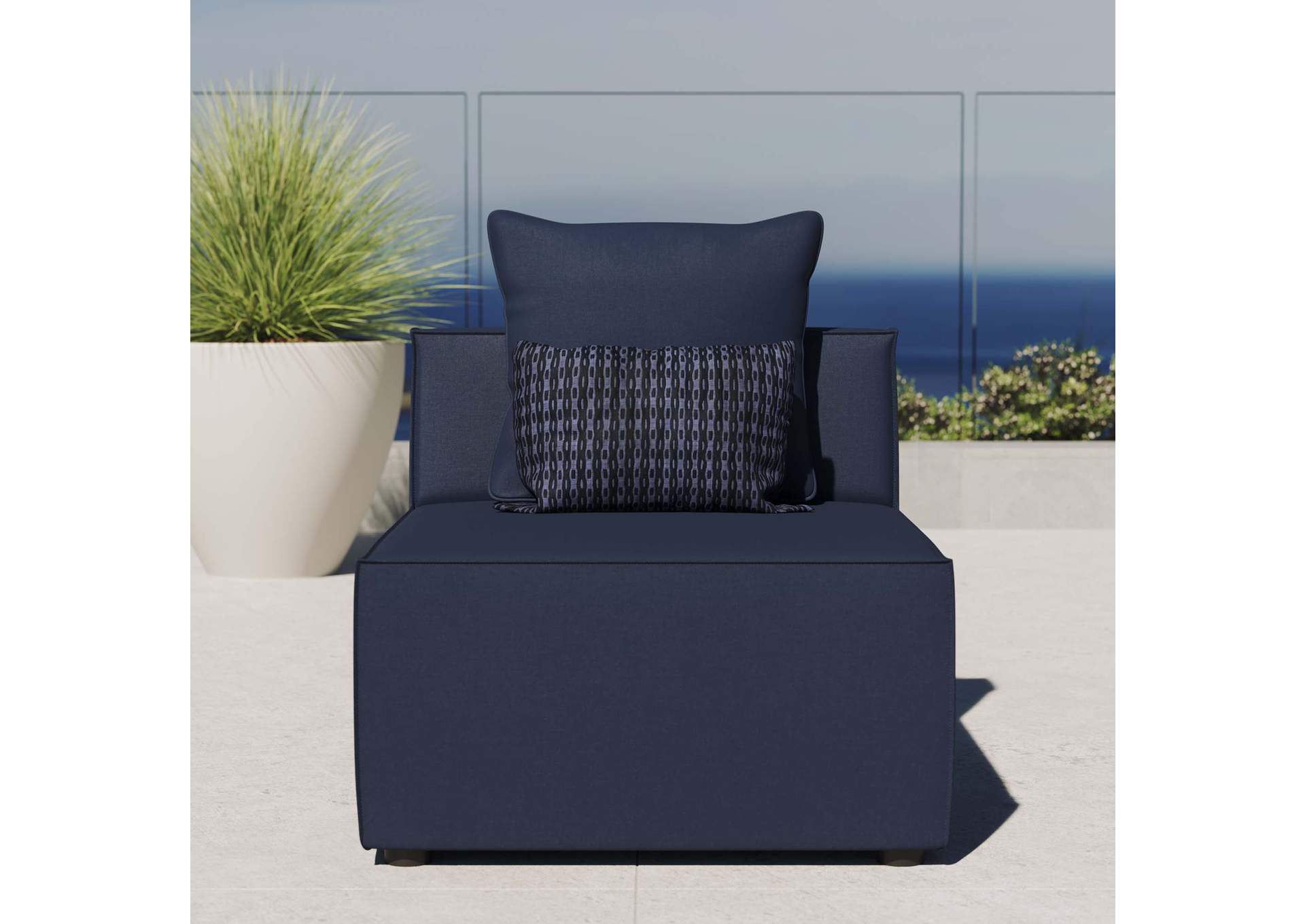 Saybrook Outdoor Patio Upholstered Sectional Sofa Armless Chair,Modway