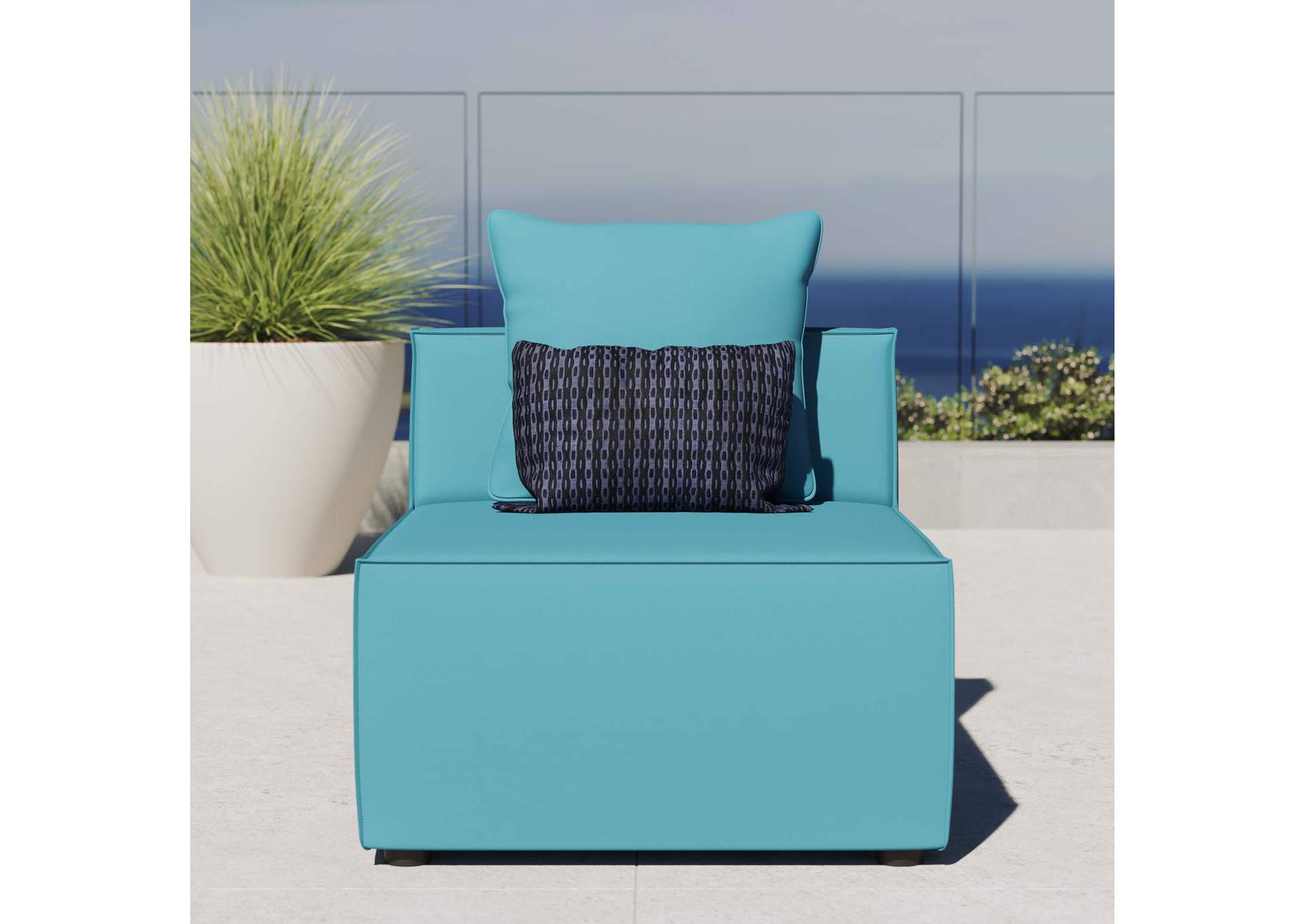 Saybrook Outdoor Patio Upholstered Sectional Sofa Armless Chair,Modway