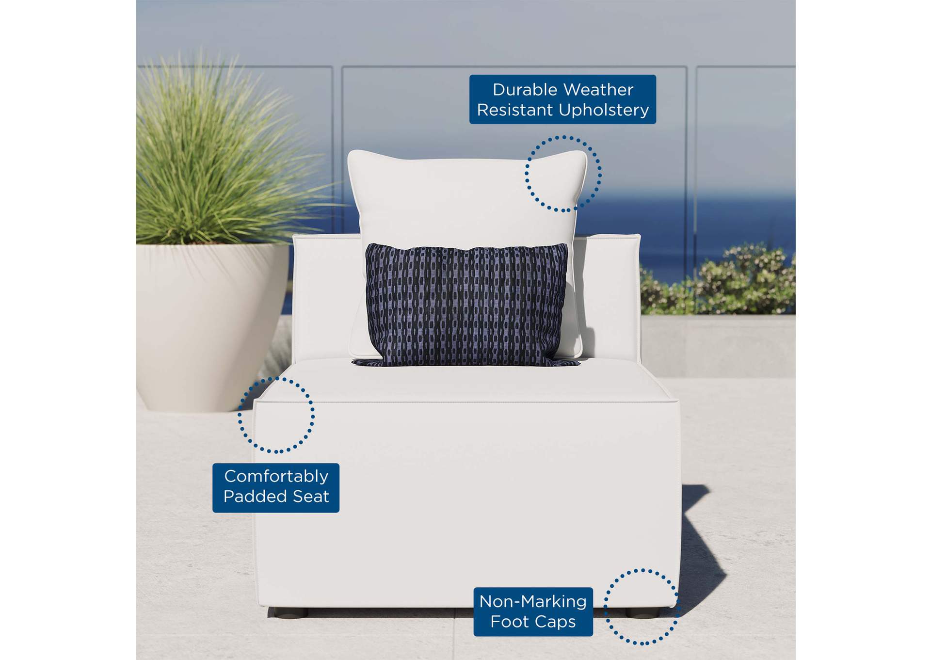 Saybrook Outdoor Patio Upholstered Sectional Sofa Armless Chair,Modway