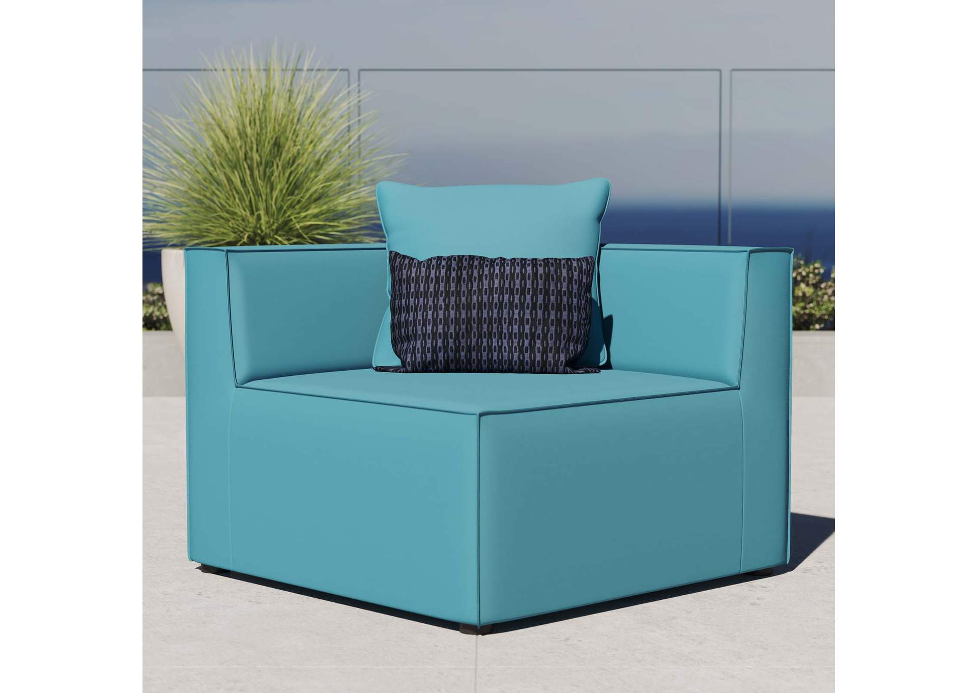 Turquoise Saybrook Outdoor Patio Upholstered Sectional Sofa Corner Chair,Modway