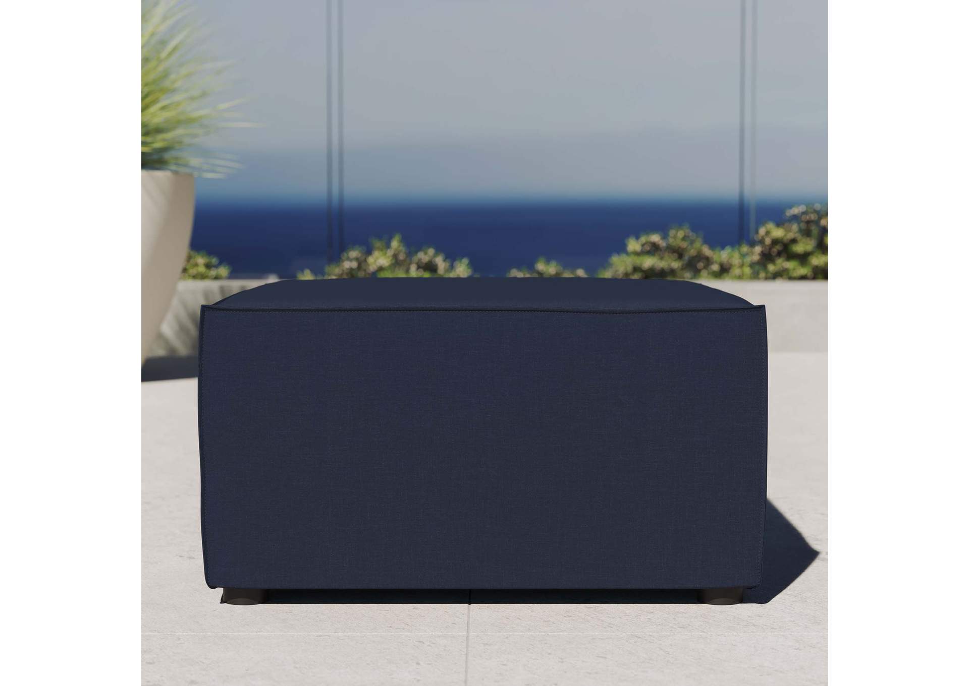 Navy Saybrook Outdoor Patio Upholstered Sectional Sofa Ottoman,Modway