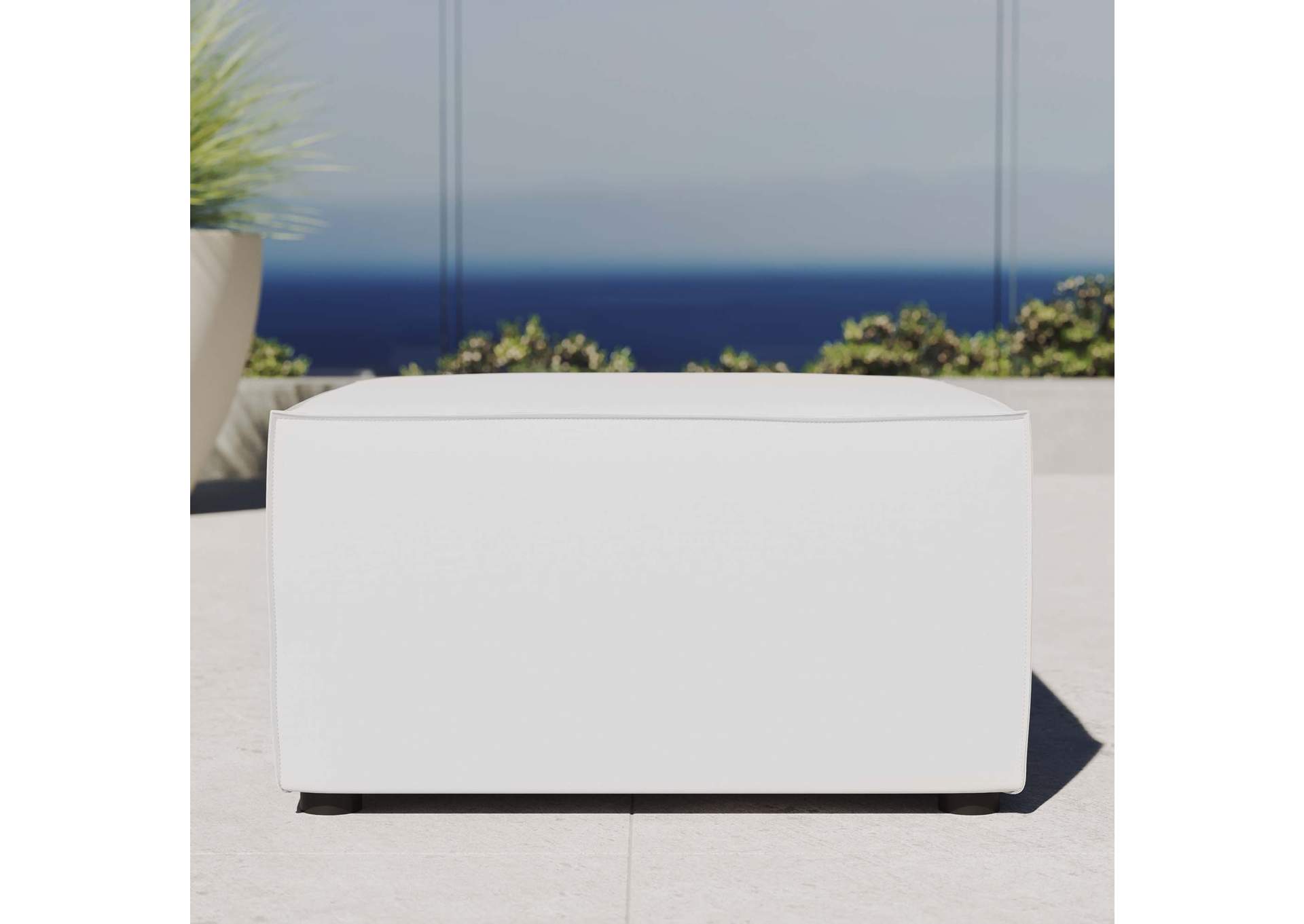 White Saybrook Outdoor Patio Upholstered Sectional Sofa Ottoman,Modway