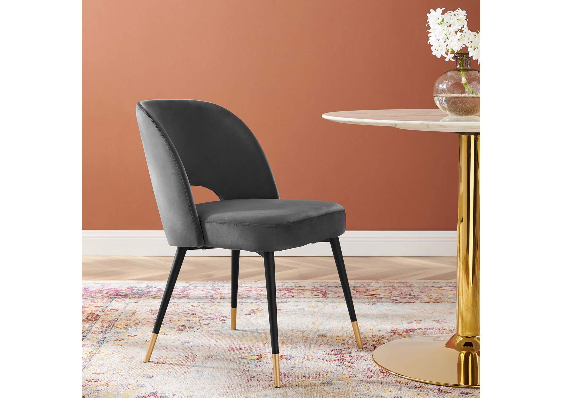 Charcoal Rouse Performance Velvet Dining Side Chair,Modway