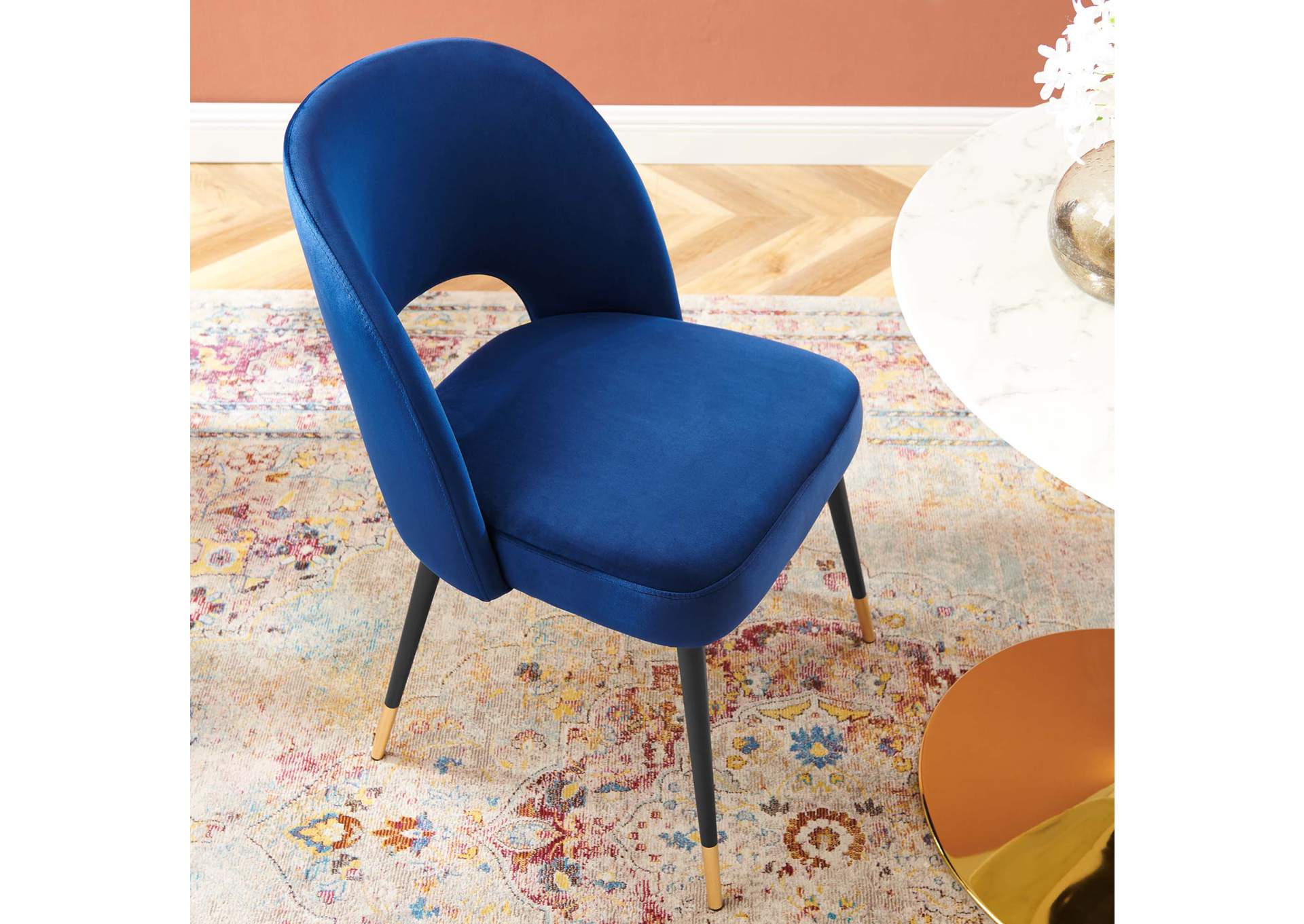 Navy Rouse Performance Velvet Dining Side Chair,Modway
