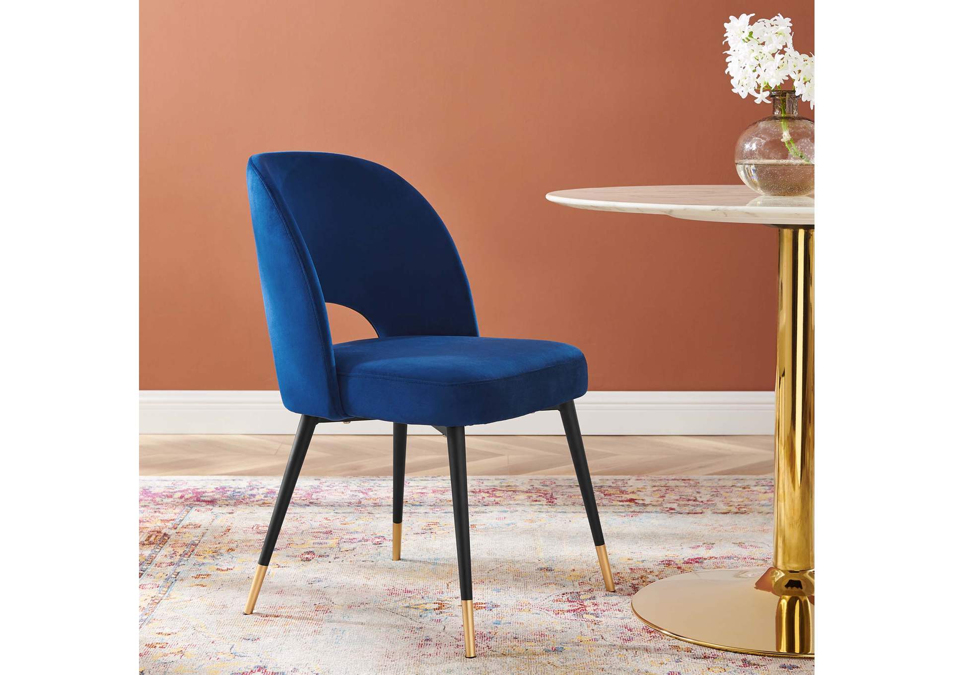 Navy Rouse Performance Velvet Dining Side Chair,Modway