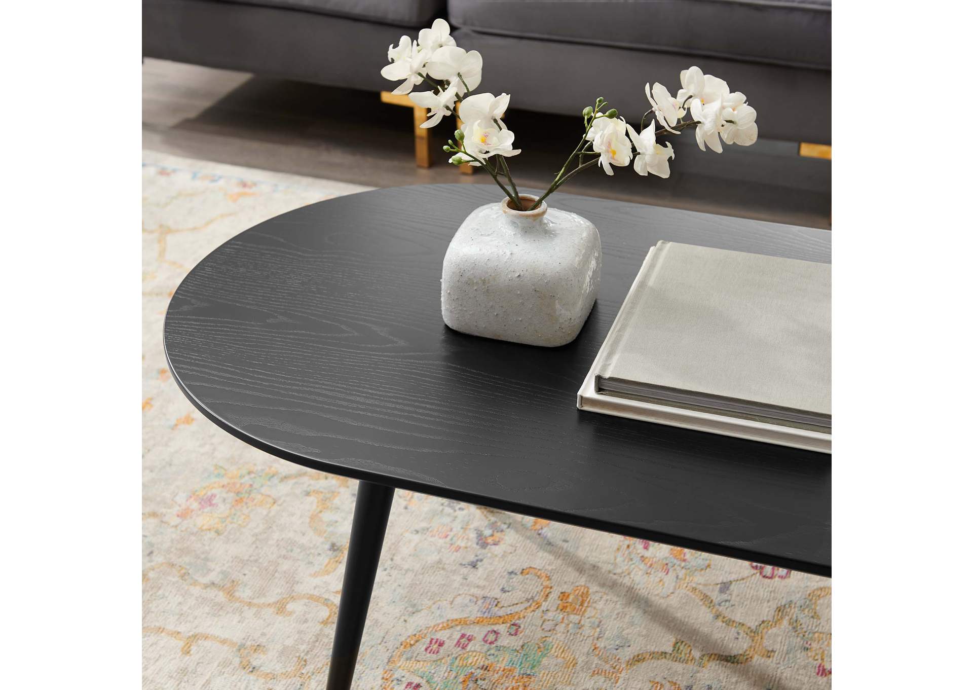 Black Vigor 47" Oval Coffee Table,Modway