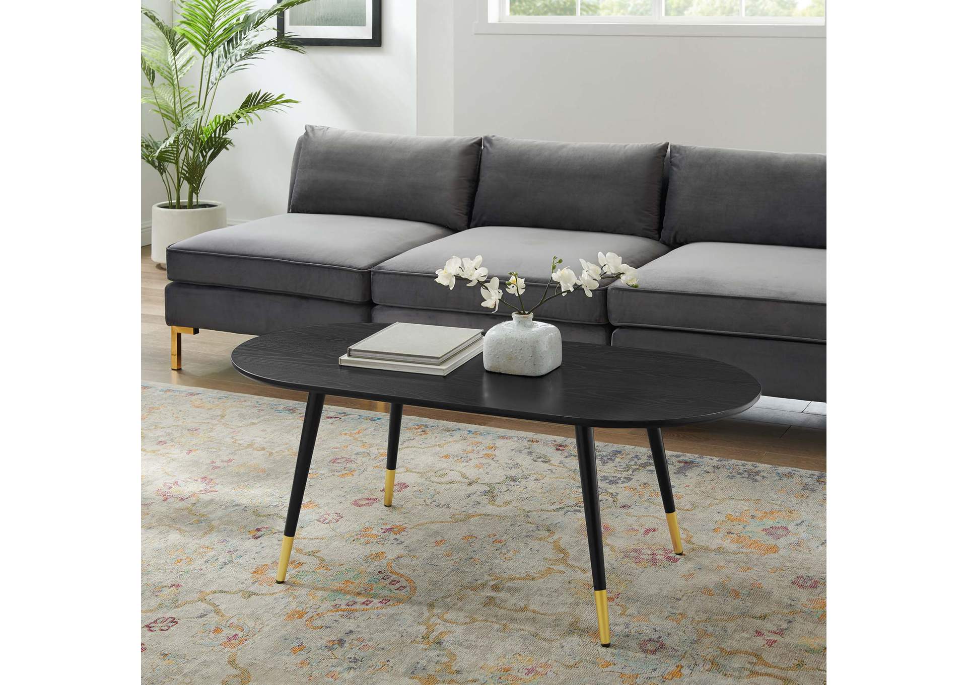 Black Vigor 47" Oval Coffee Table,Modway