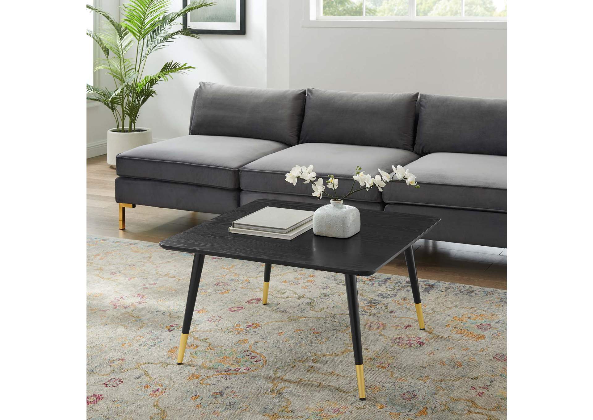 Black Vigor Square Coffee Table,Modway