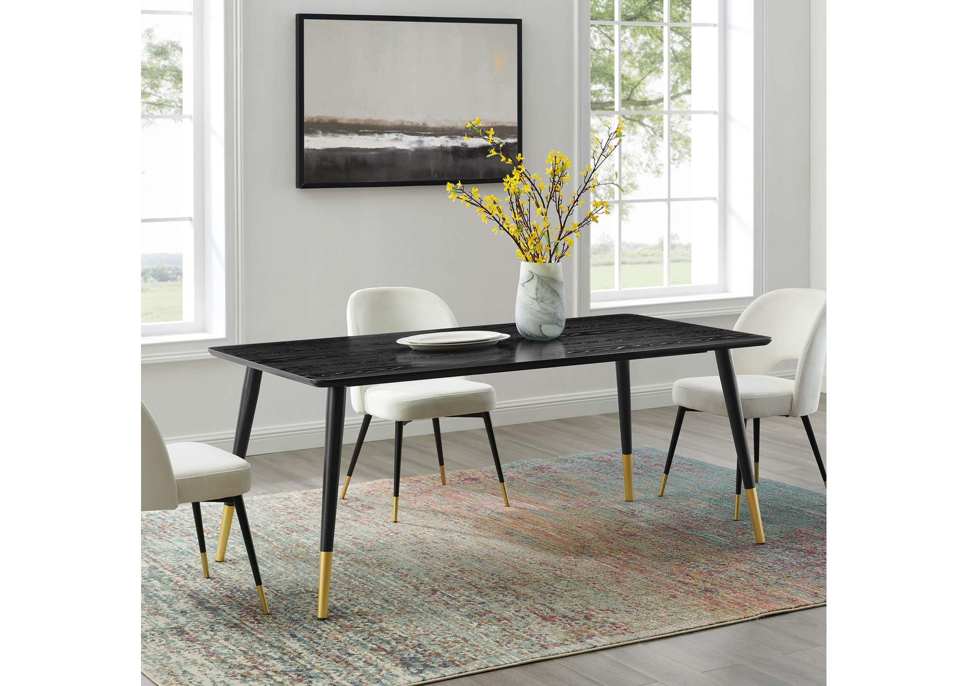Black Vigor 71" Rectangular Dining Table,Modway
