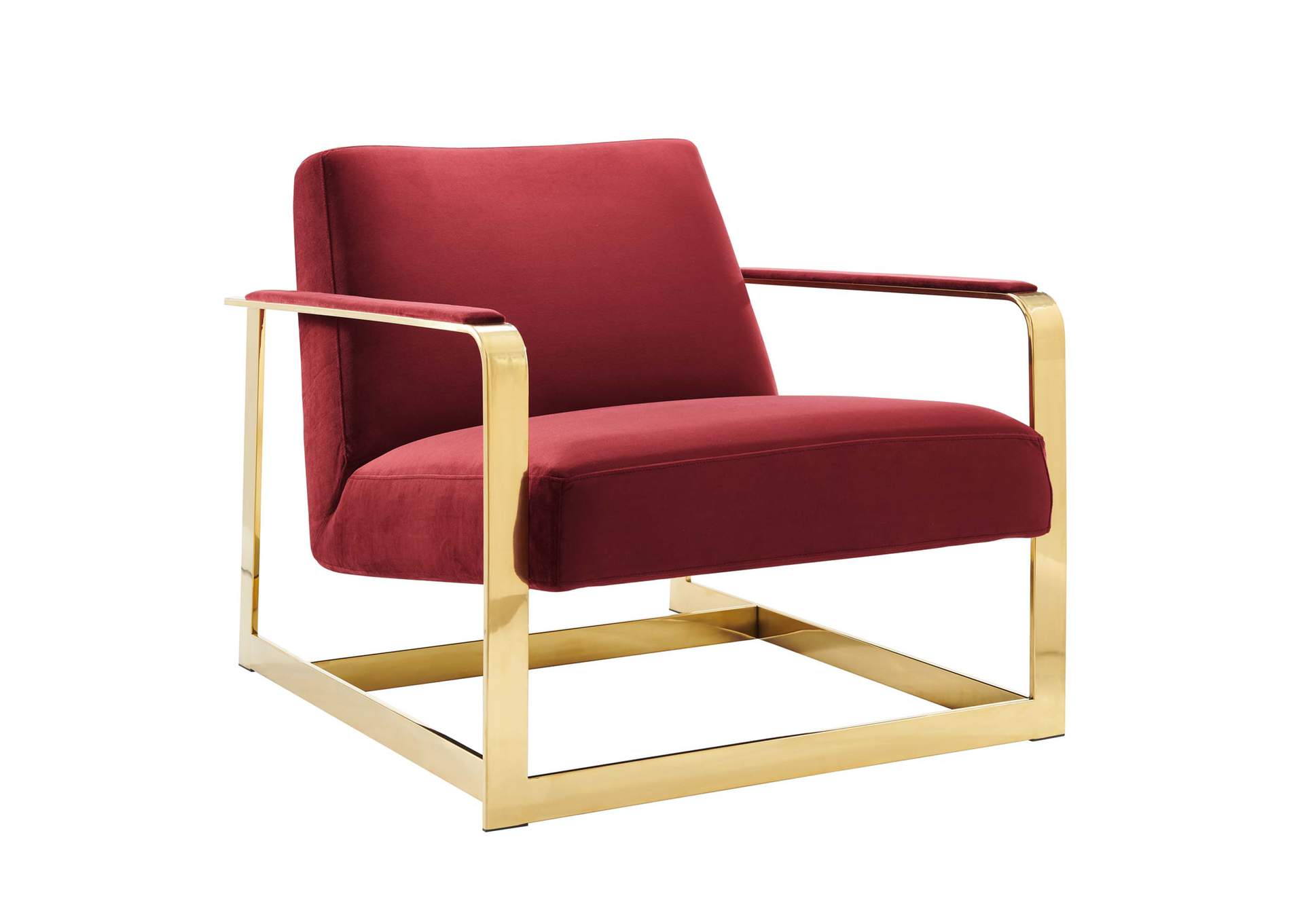 Gold Maroon Seg Performance Velvet Accent Chair,Modway