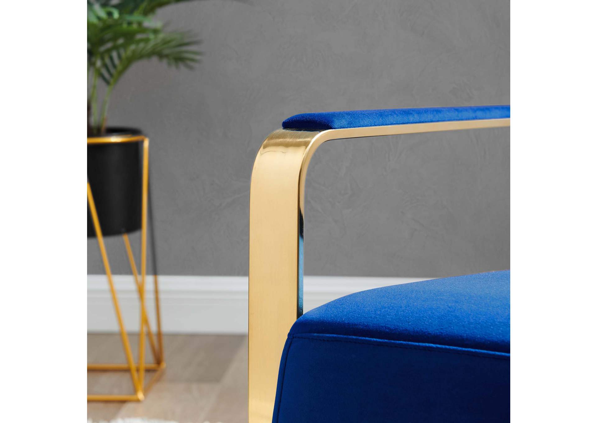 Gold Navy Seg Performance Velvet Accent Chair,Modway
