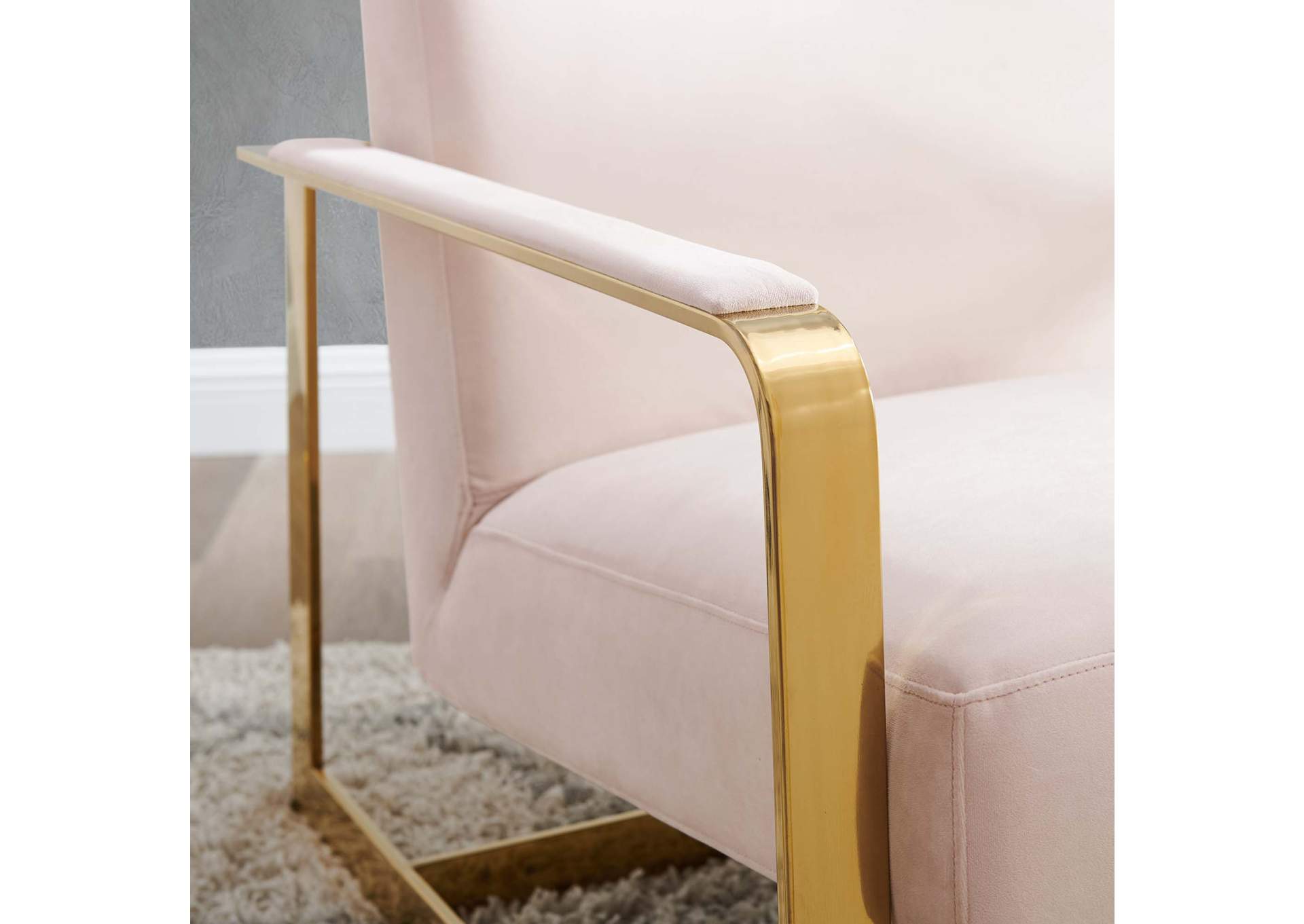 Gold Pink Seg Performance Velvet Accent Chair,Modway