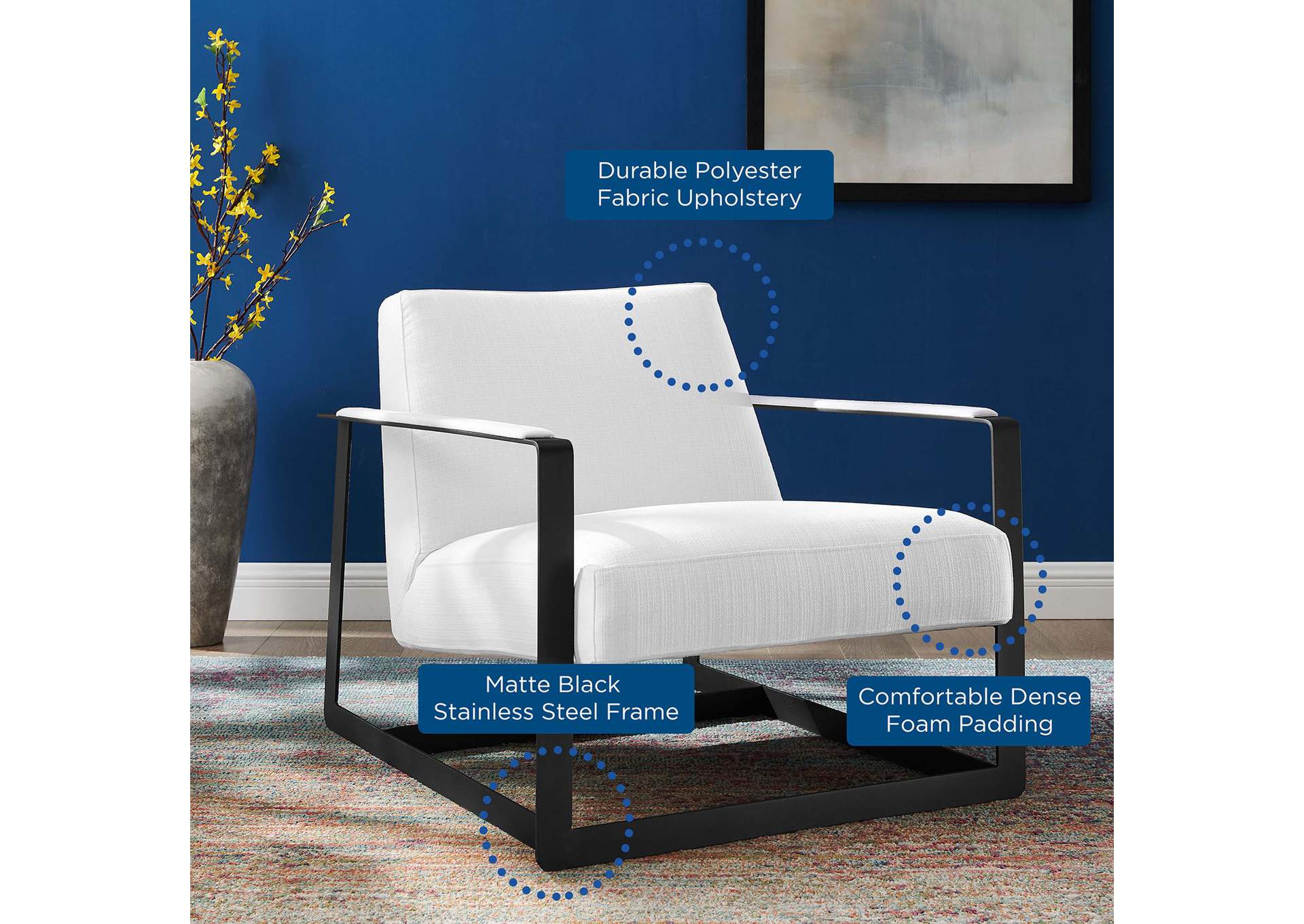 Black White Seg Upholstered Accent Chair,Modway