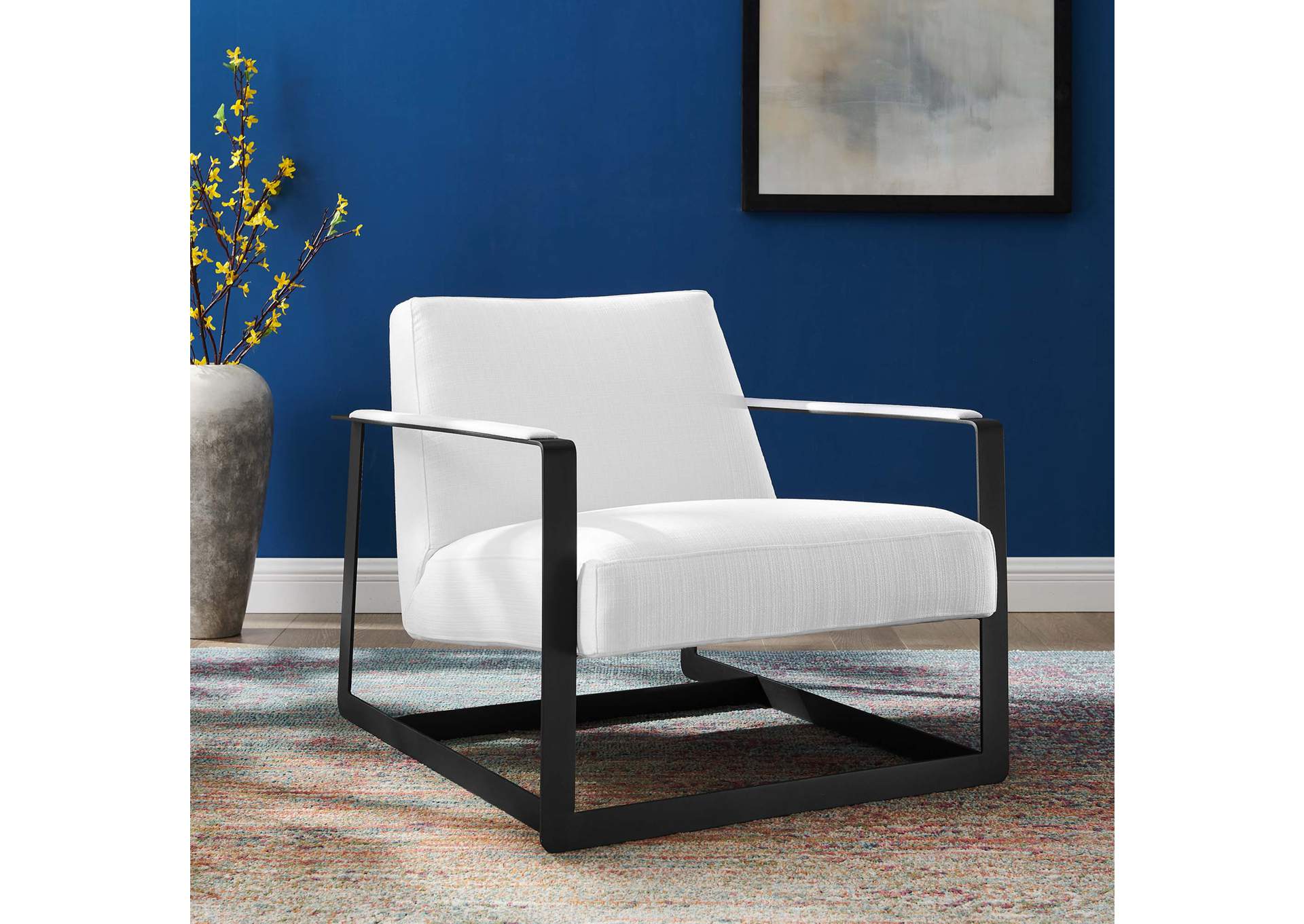 Black White Seg Upholstered Accent Chair,Modway