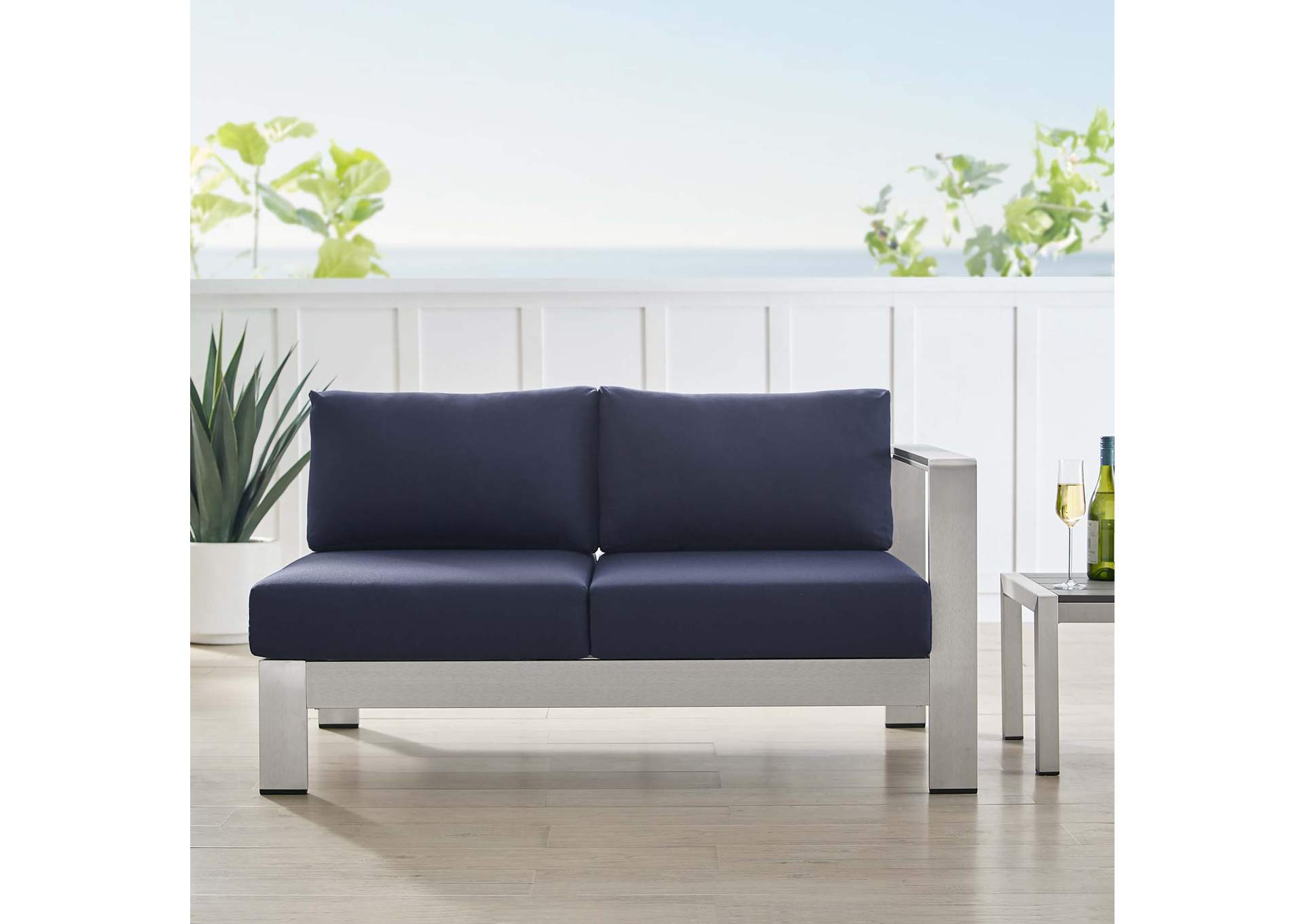 Silver Navy Shore Sunbrella,Modway