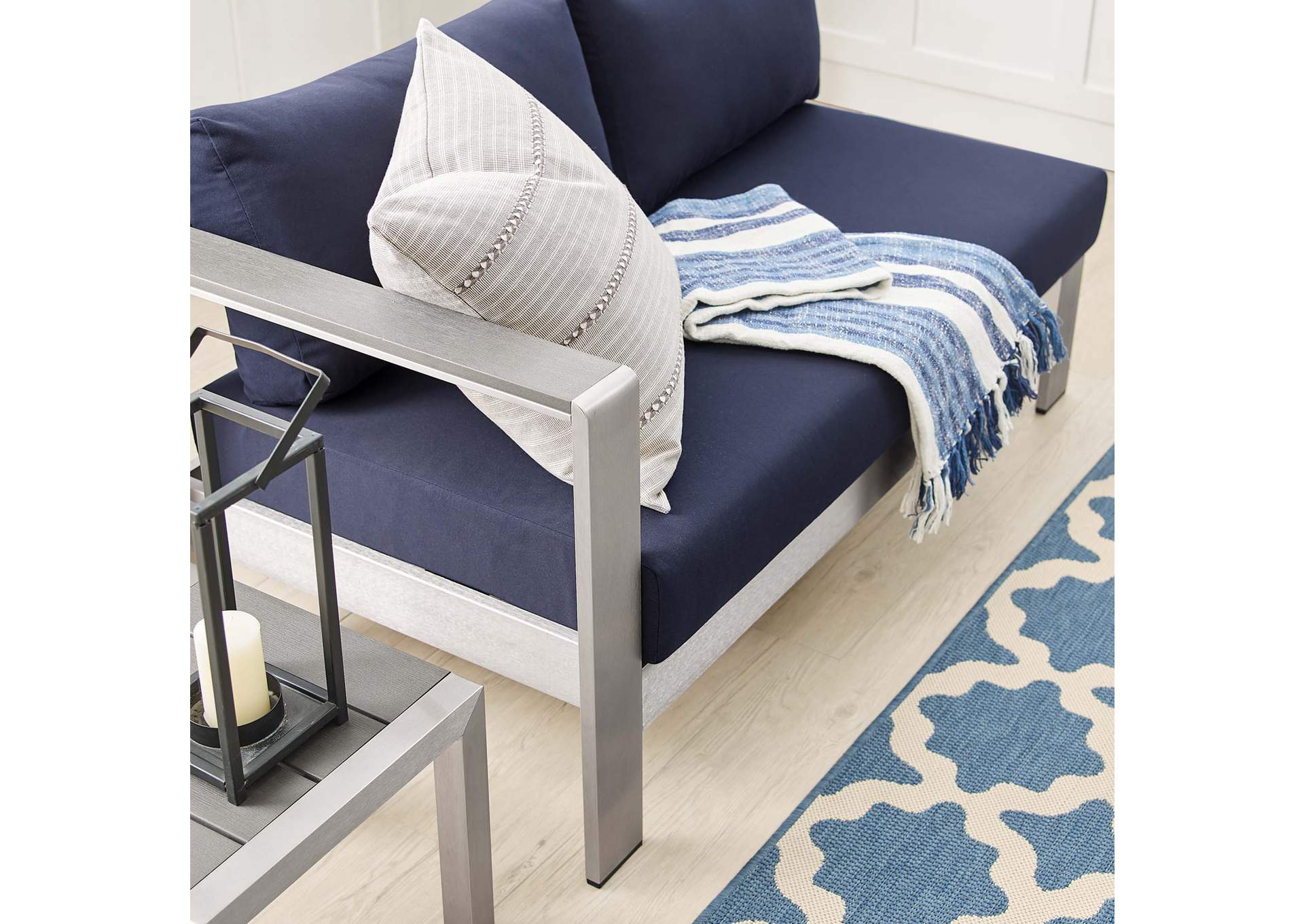 Silver Navy Shore Sunbrella,Modway