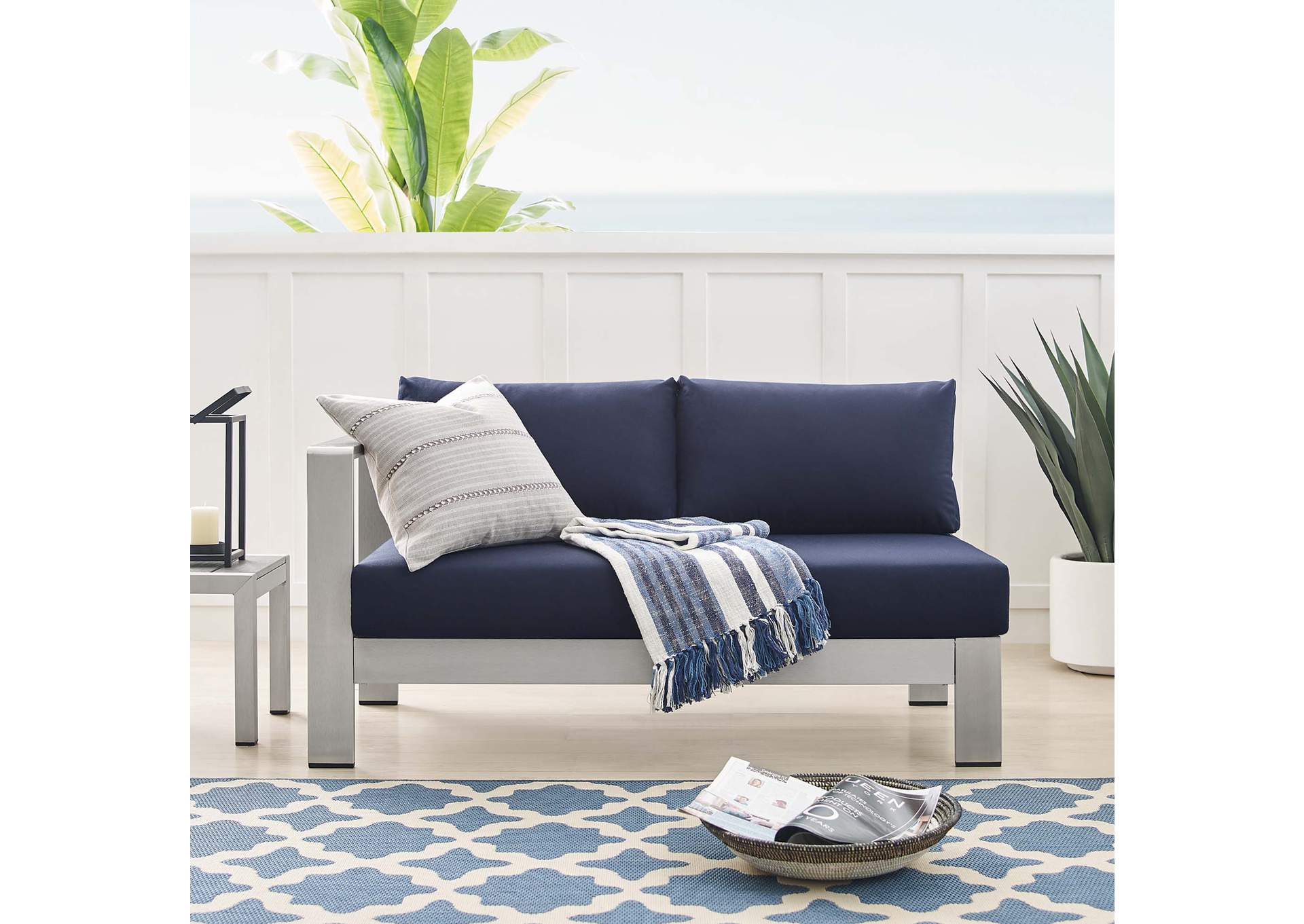 Silver Navy Shore Sunbrella,Modway