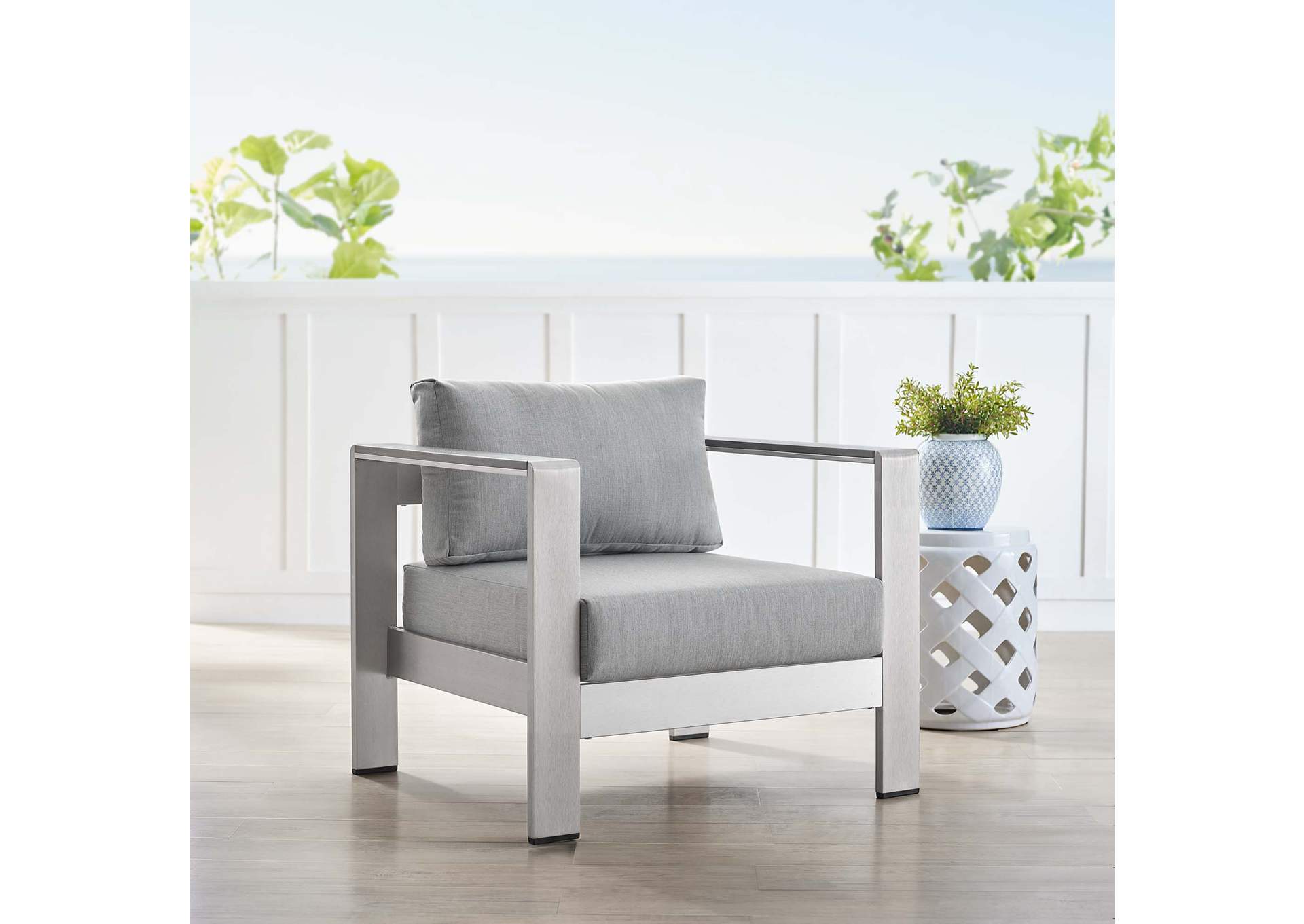 Silver Gray Shore Sunbrella,Modway