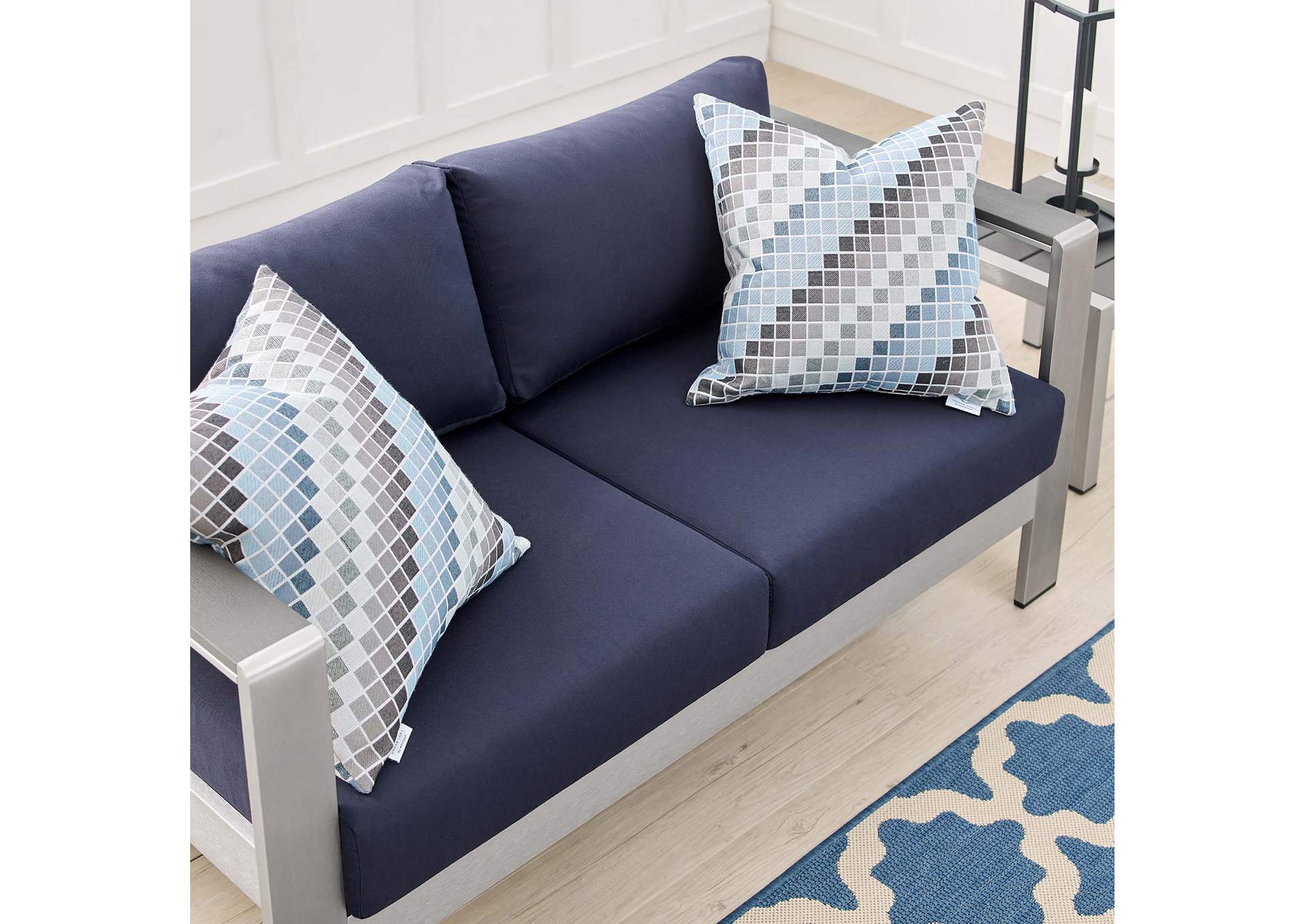 Silver Navy Shore Sunbrella,Modway