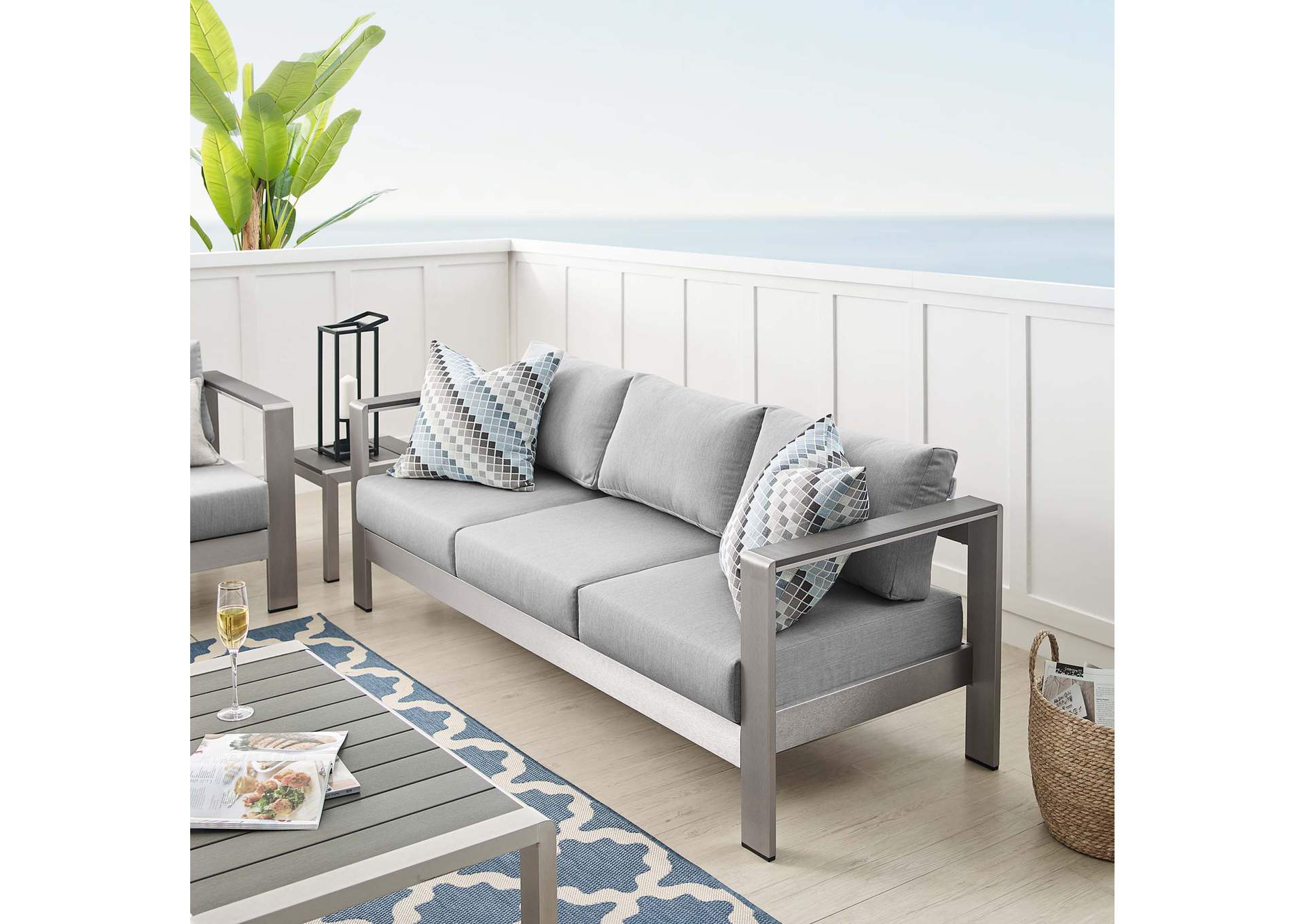 Silver Gray Shore Sunbrella,Modway