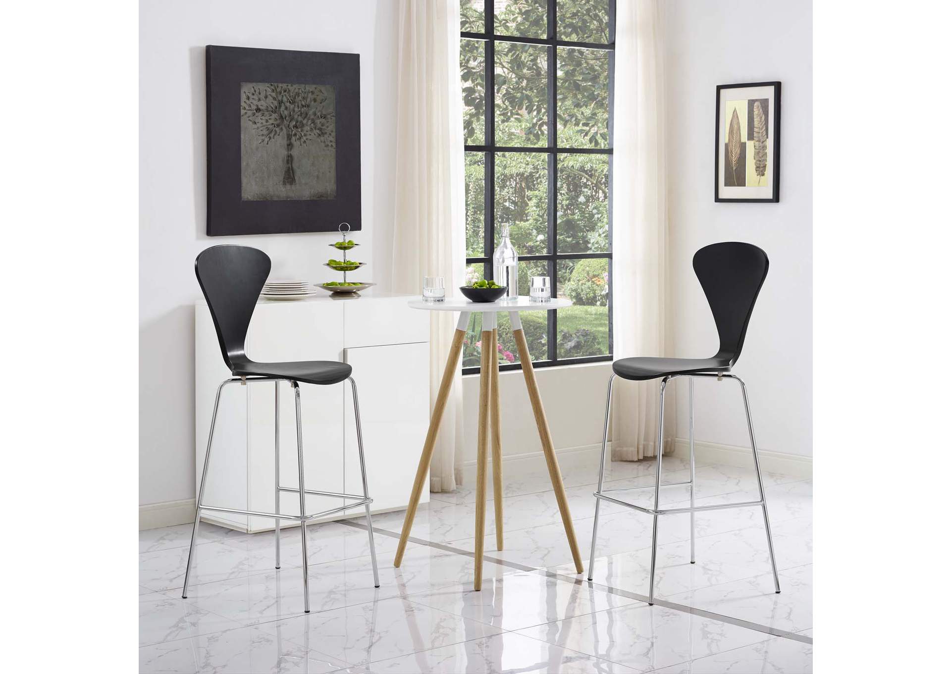 Black Passage Dining Bar Stool [Set of 2],Modway