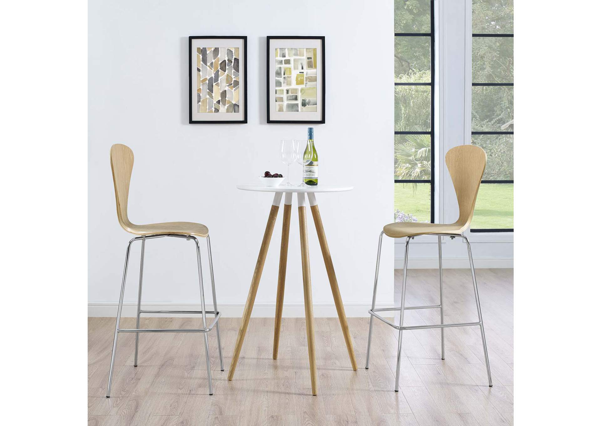 Natural Passage Dining Bar Stool [Set of 2],Modway