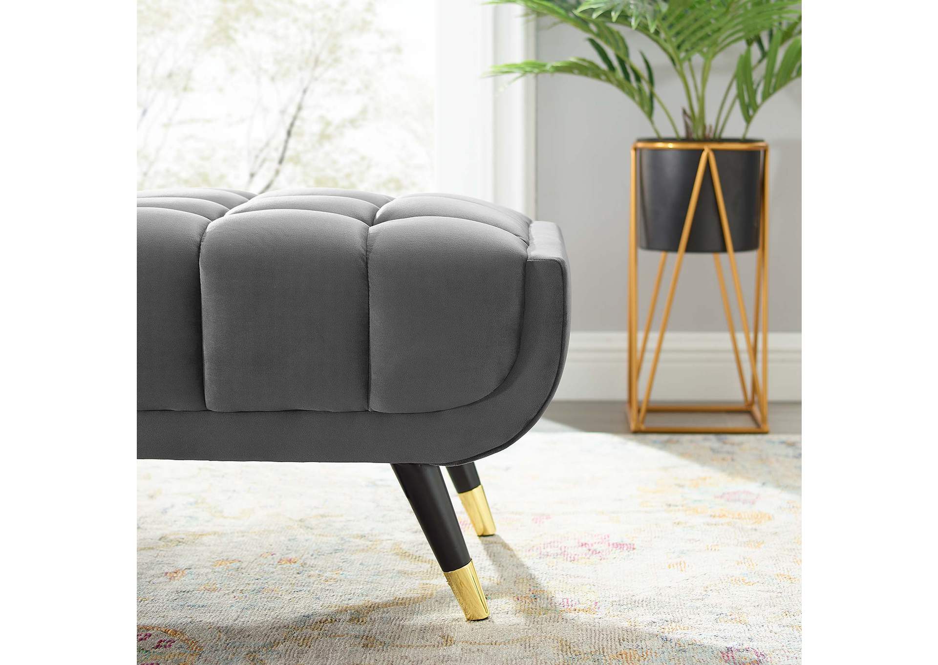 Gray Adept 60" Performance Velvet Bench,Modway